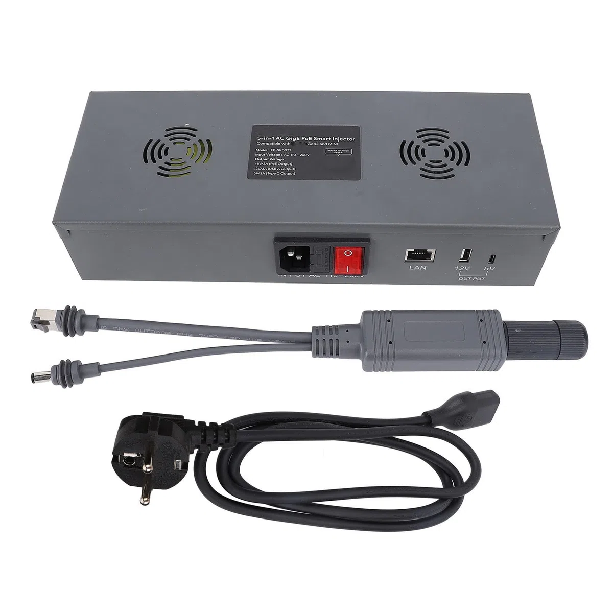 Generic Zestaw Gigabitowego Iniektora PoE 150 W Zapewniający szybką wydajność Sieci Rozdzielacz GigE PoE do Anten Mini Antenowych (wtyczka UE)