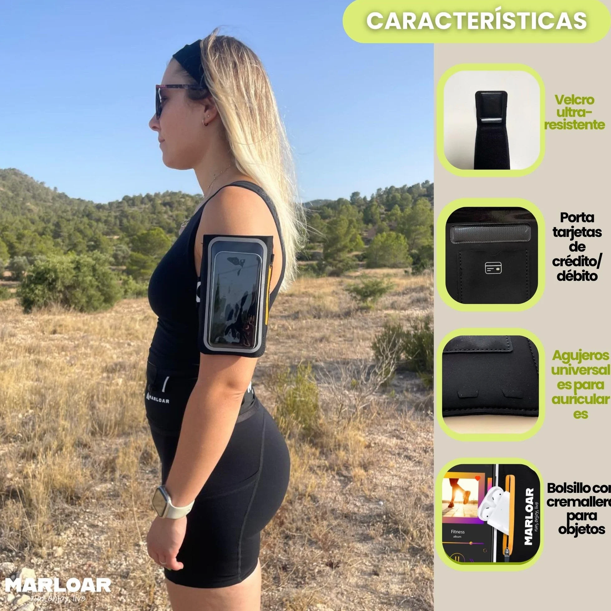 Ruchomy pasek do biegania - uchwyt na telefon komórkowy - opaska kompatybilna z iPhone X/11/12/13/14/15 (w tym Pro) i innymi telefonami do 6,5" (czarny 6,5")