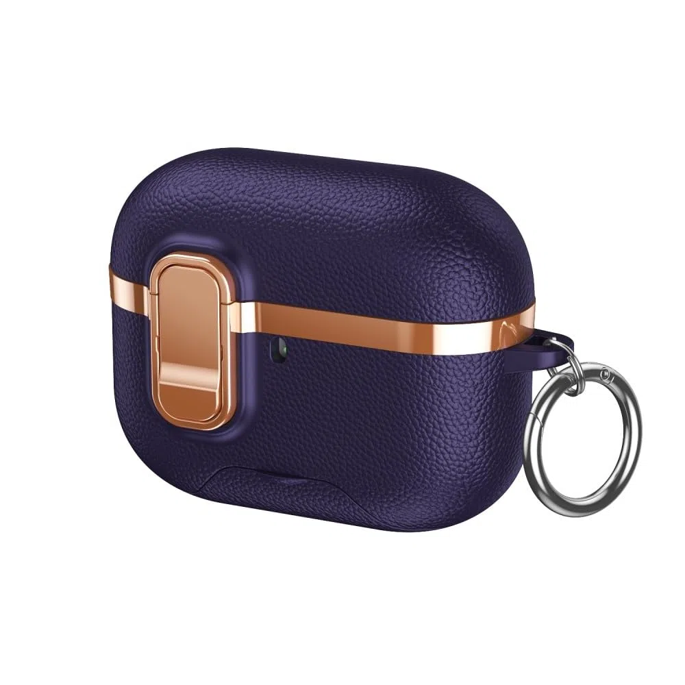 etui kompatybilne z AirPods Pro (1. generacji) (Kolor: fioletowy) stylowe, odporne na wstrząsy twarde etui ze skóry silikonowej