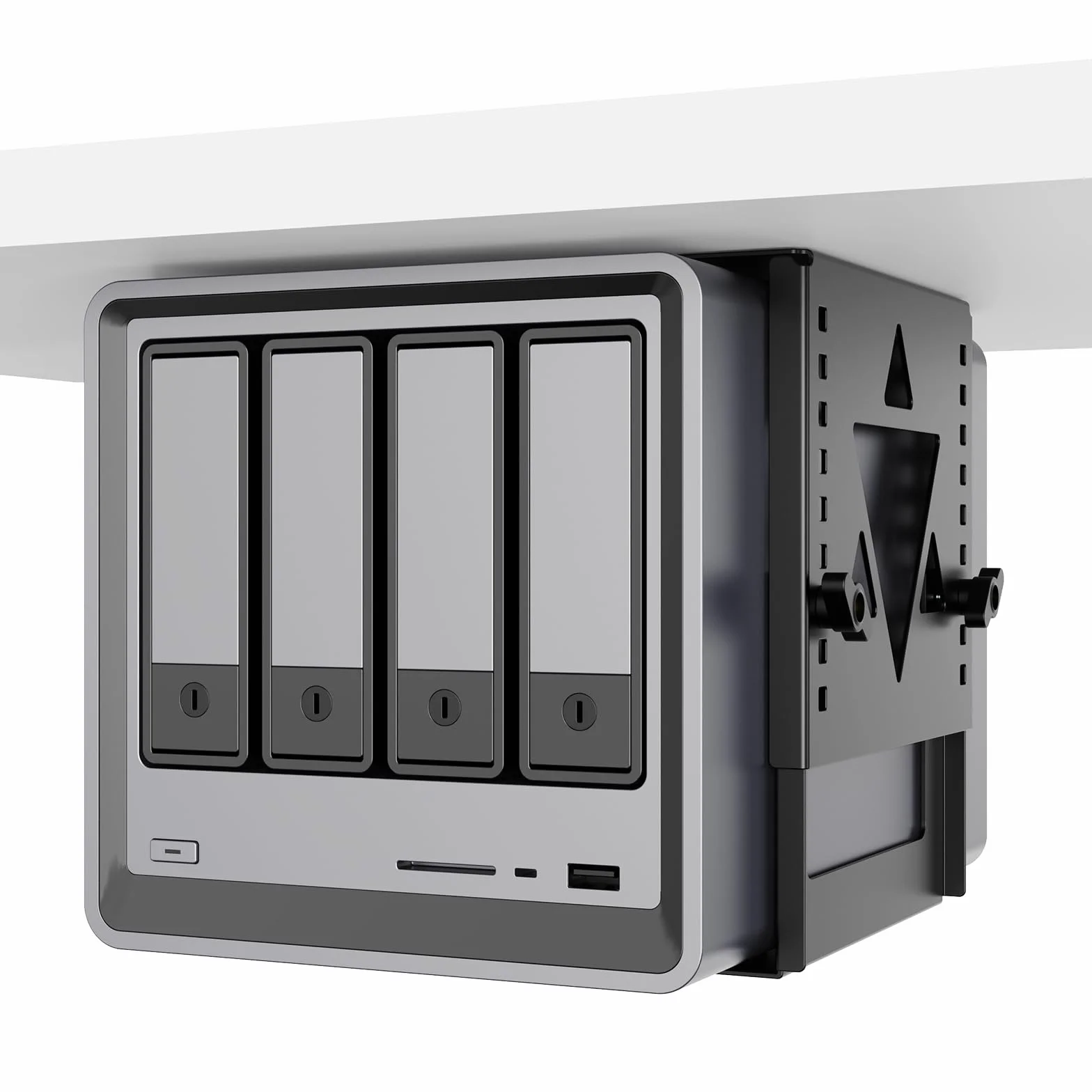 PUTORSEN Uchwyt do montażu pod biurkiem Mini PC, Uchwyt montażowy NAS, regulowany uchwyt komputera z regulacją wysokości i szerokości do komputera stacjonarnego Mac mini, Mini PC, małej obudowy typu