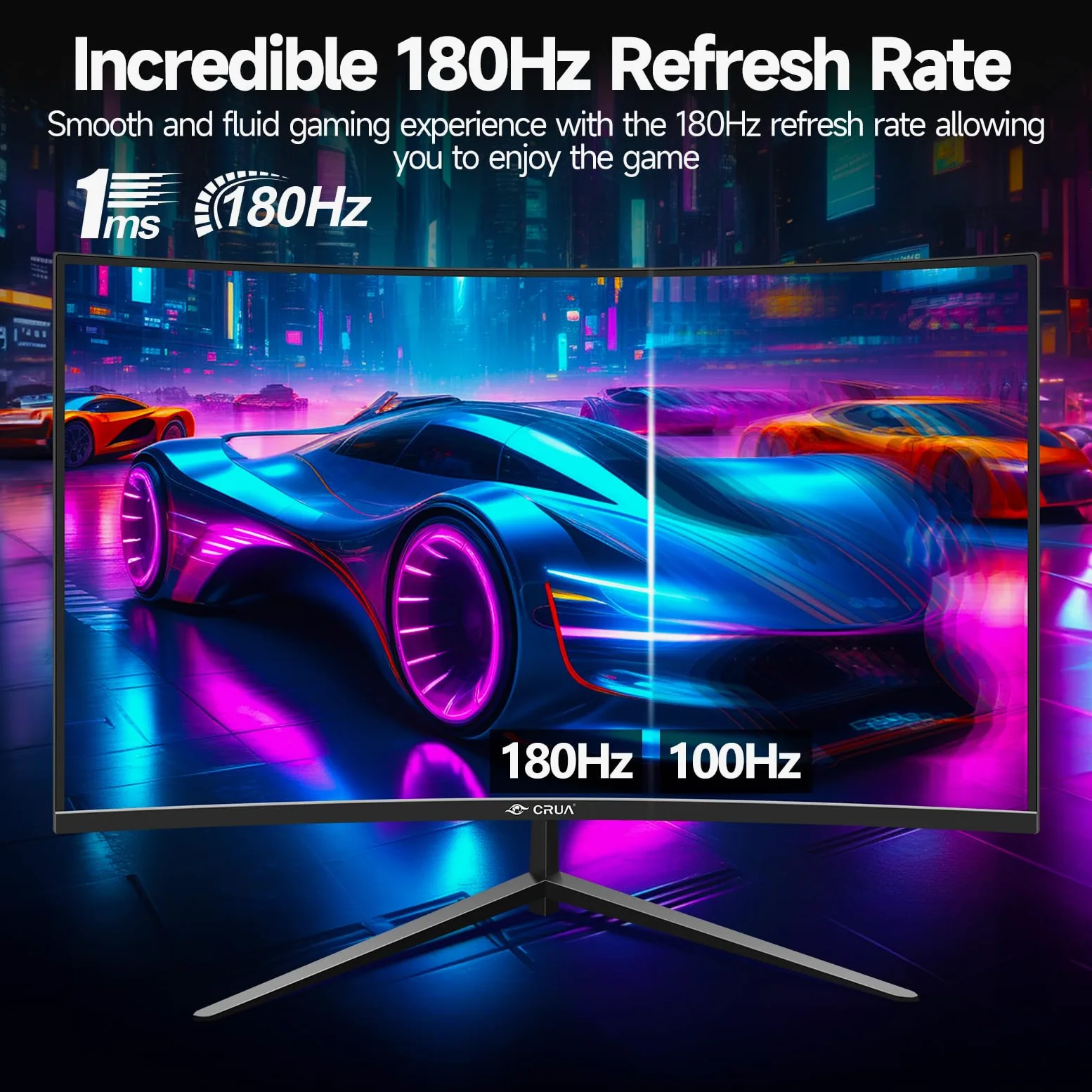 Gawfolk Zakrzywiony 32 Calowy Monitor Komputerowy, 1800R 144Hz 165Hz Wyświetlacz do Gier, Full HD 1080p Monitor do Domowego Biura, Biznesowy Komputer Osobisty, Ultracienka Ramka Zerowa