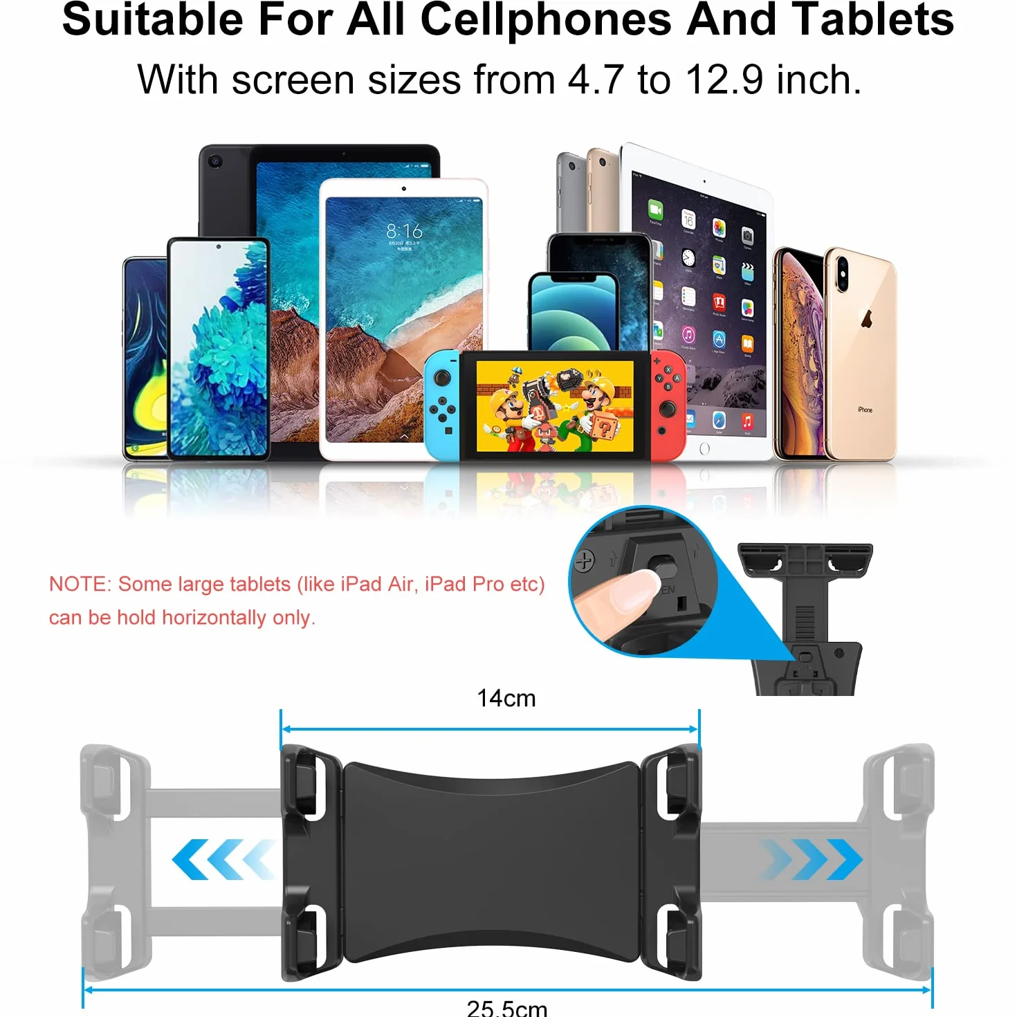 Stojak na tablet do roweru stacjonarnego - Tendak regulowana 360° kierownica gimnastyka mikrofon bieżnia uchwyt do iPada Pro iPad Mini iPad Air 4,7-12,9" telefony i tablety