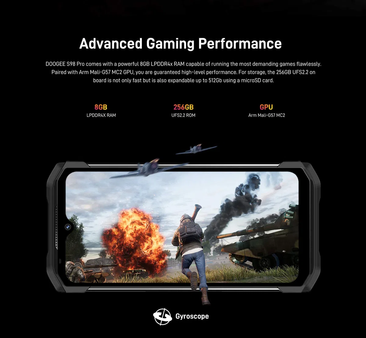 S98 Pro, Helio G96 8/256GB, potrójna kamera 48MP (20MP IR Noc,Android 12 wodoodporny IP68, FHD + 6,3", bezprzewodowe ładowanie NFC, czarny