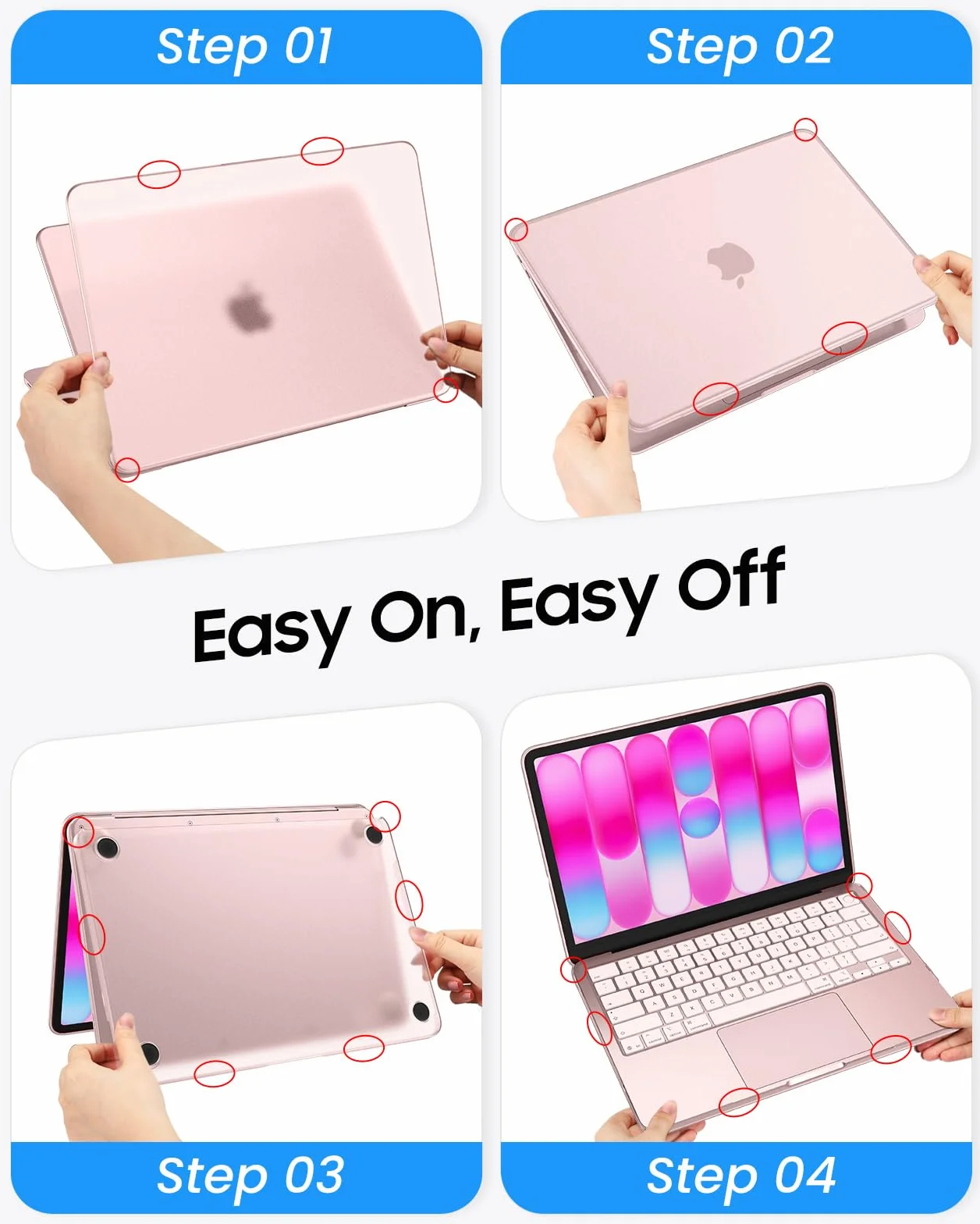 Fintie Etui kompatybilne z MacBook Neo 13 cali A3404 A18 Pro Chip, [100% odpowiada oficjalnemu kolorowi] Premium ultracienkie, matowe, twarde etui, różowe