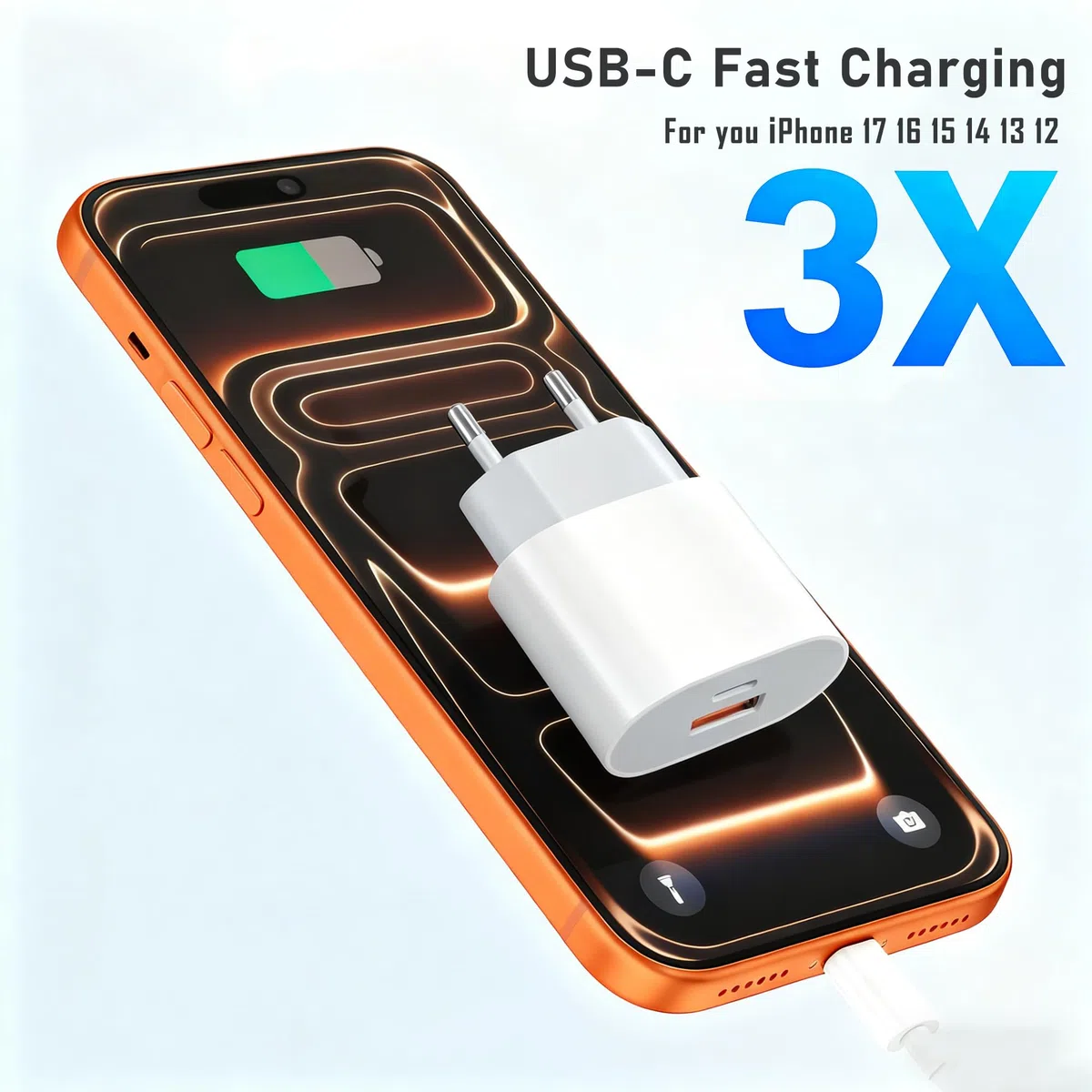 Szybka ładowarka do iPhone'a 17, 16, 15, 14, 13, 12, 11,2-portowa (QC), 25 W, wiele zasilaczy USB do iPhone'a 16 15 14 13 12 11 Pro/Pro Max / Plus, Mini X XS XR SE, iPad, Samsung Galaxy S25, S24 Ultra | 2 porty USB C zasilacz do iPhone'a 17/16/16 Pro/16 P