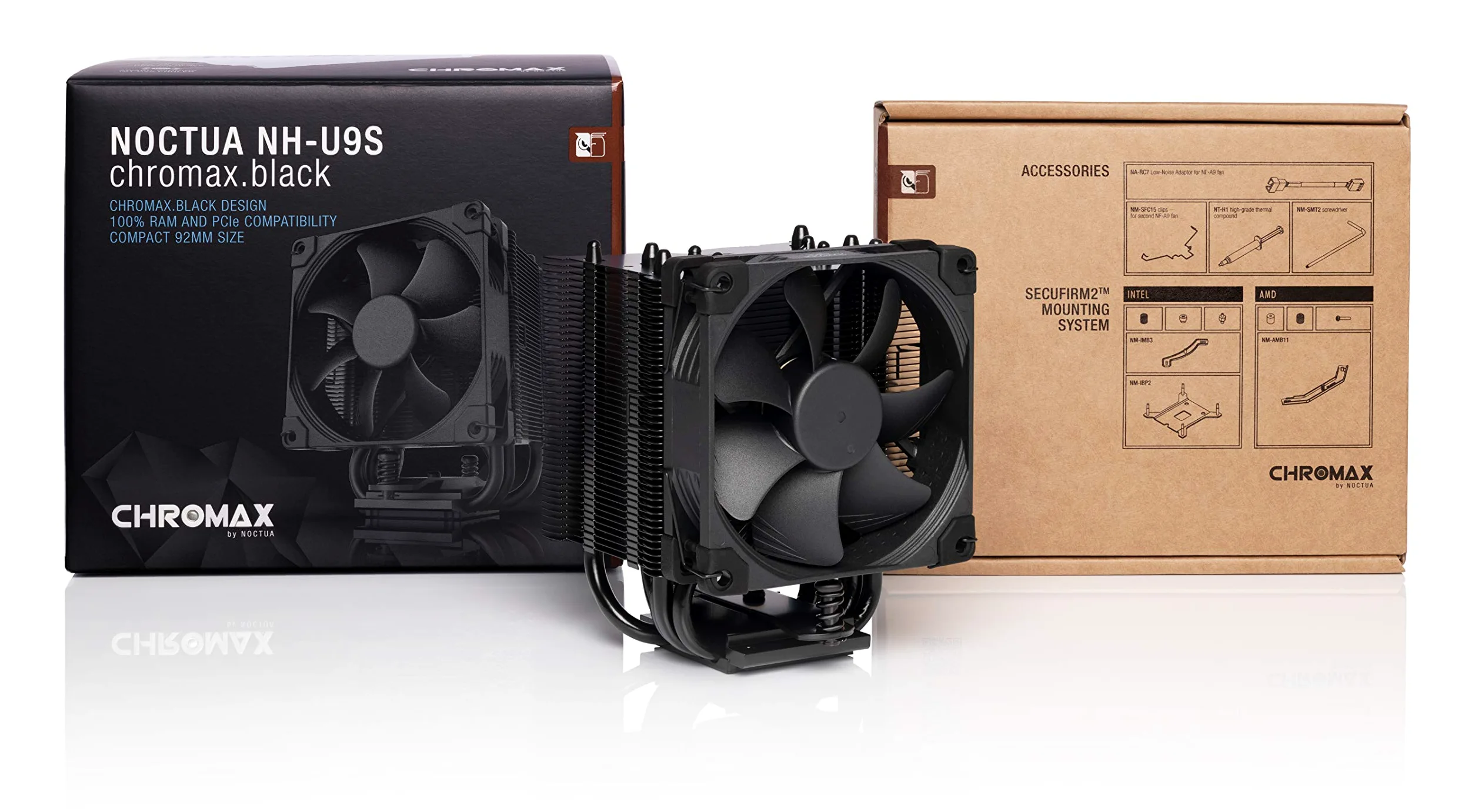 Noctua NH-U9S chromax.black, 92-milimetrowy Jednowieżowy Cooler CPU (Czarny)