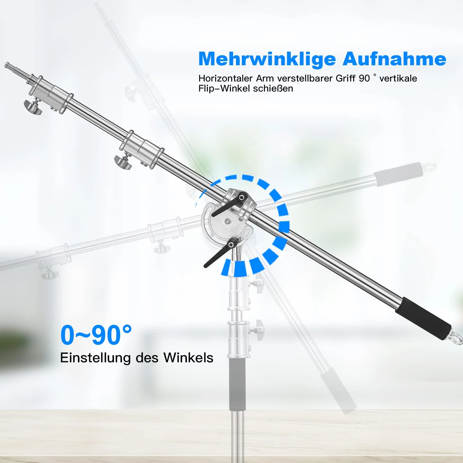 Soonpho Metalowa ciężka szubienica do stojaka, srebrna, ramię wysięgnika 3,6 m do 20 m, stojak na ramię C z workiem na piasek i zaciskiem do studia Monolight Softbox reflektor