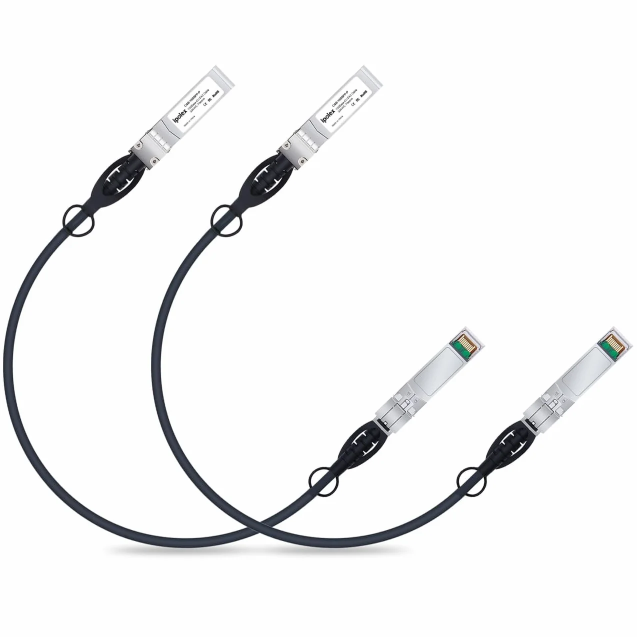ipolex 2-pak 10 GB SFP+ kabel 0,5 m, 10 Gbase-CU SFP+ DAC Cable Twinax Direct Attach kabel miedziany do Cisco SFP-H10GB-CU0,5M, Ubiquiti, Netgear, D-Link, Supermicro, Microtik, pasywny