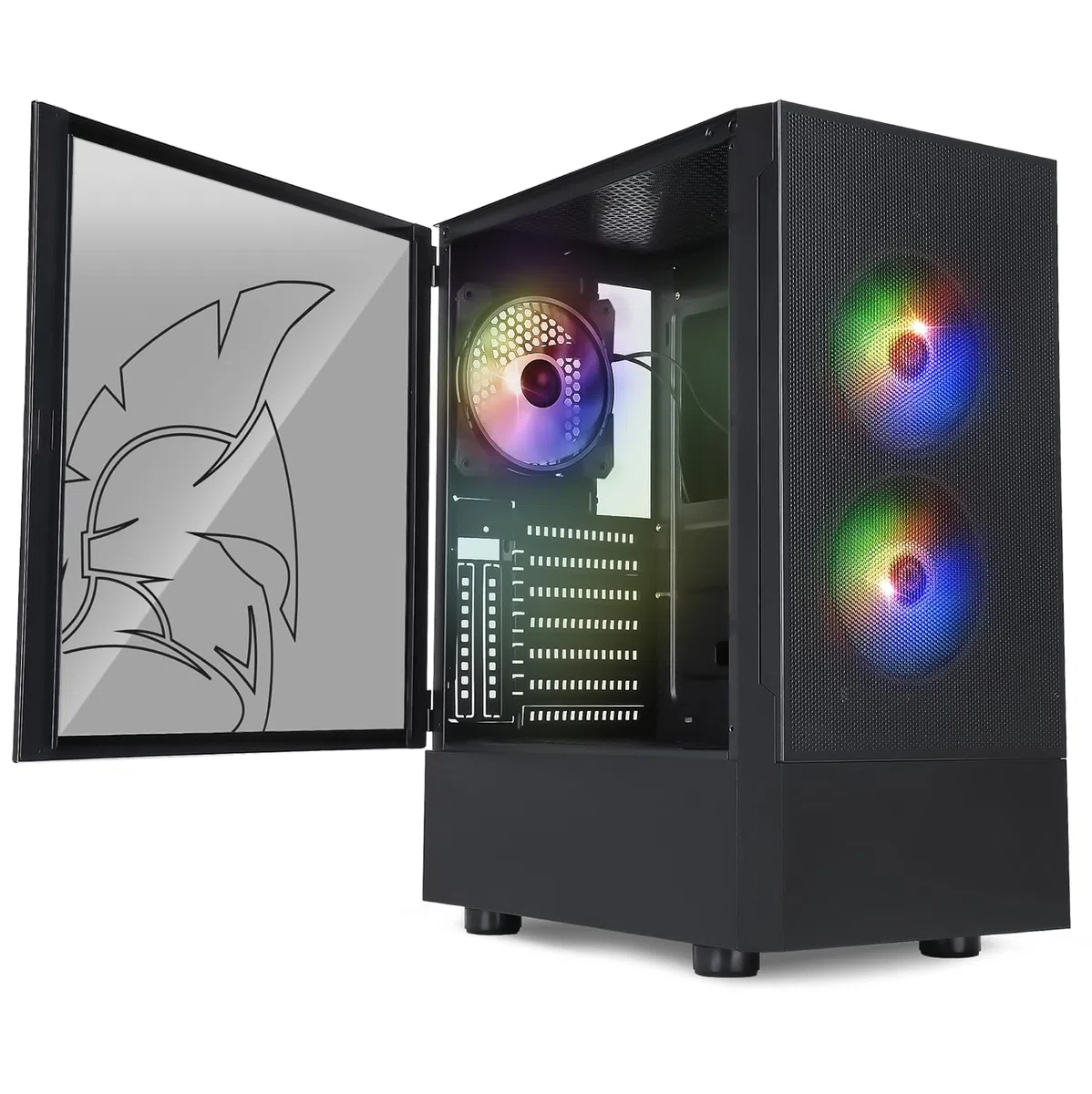 EMPIRE GAMING Obudowa PC Gamer Sapphire - ARGB Medium Tower ATX/Micro-ATX/ITX - boczne drzwi ze szkła hartowanego - 3 wentylatory 3-pinowe 5V LED RGB Adresable 120 mm, MB Sync, czarna