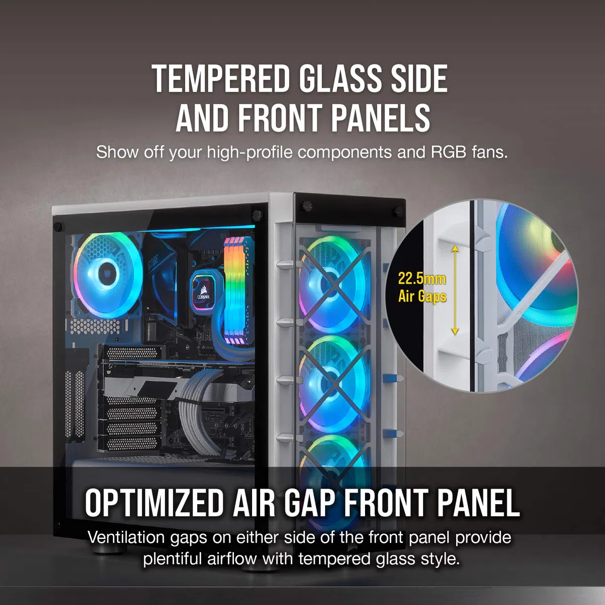 Corsair iCUE CC-9011189-WW, Mid-Tower ATX Inteligentna Obudowa z Bokiem i Przodem z Hartowanego Szkła, Biały