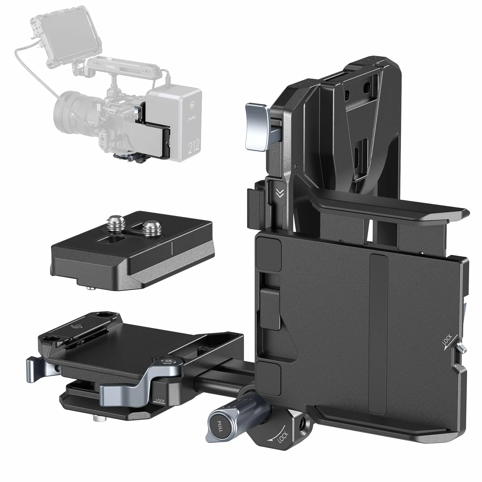 SMALLRIG Zestaw składanych płytek montażowych V Mount Pro, z płytką QR do Arca, uchwytem ochronnym ekranu LCD i klipsami kablowymi, uniwersalny, kompaktowy zestaw wideo -5315