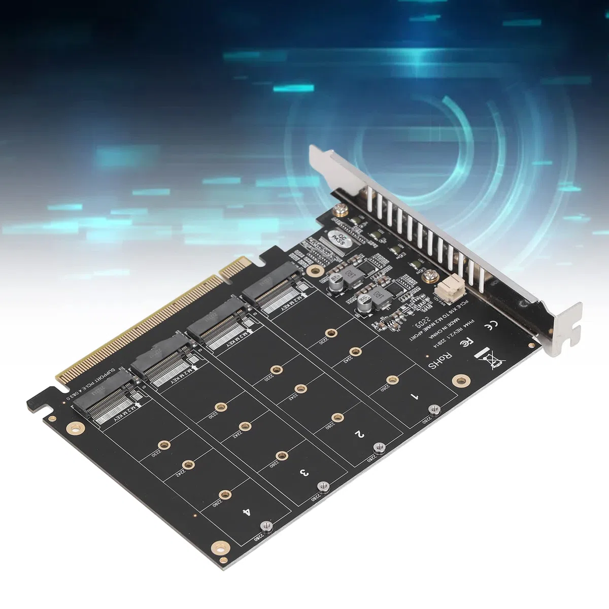 4x32Gbps PCIE X16 4-portowa Karta Rozszerzeń, M.2 NVME SSD do Miękkiej Karty Raid PCIE X16, Komputer Stacjonarny PH44 z Indywidualną Kartą Rozszerzeń Kontrolera Wskaźników LED dla