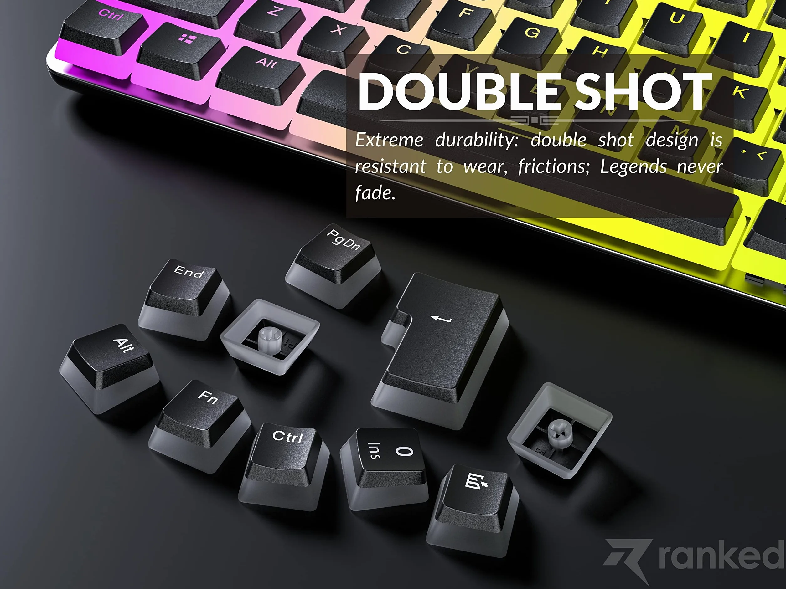 Klawisze Pudding v2 PBT 145 Klawisze ANSI US ISO Profil OEM do Mechanicznej Klawiatury Gier RGB Czarny