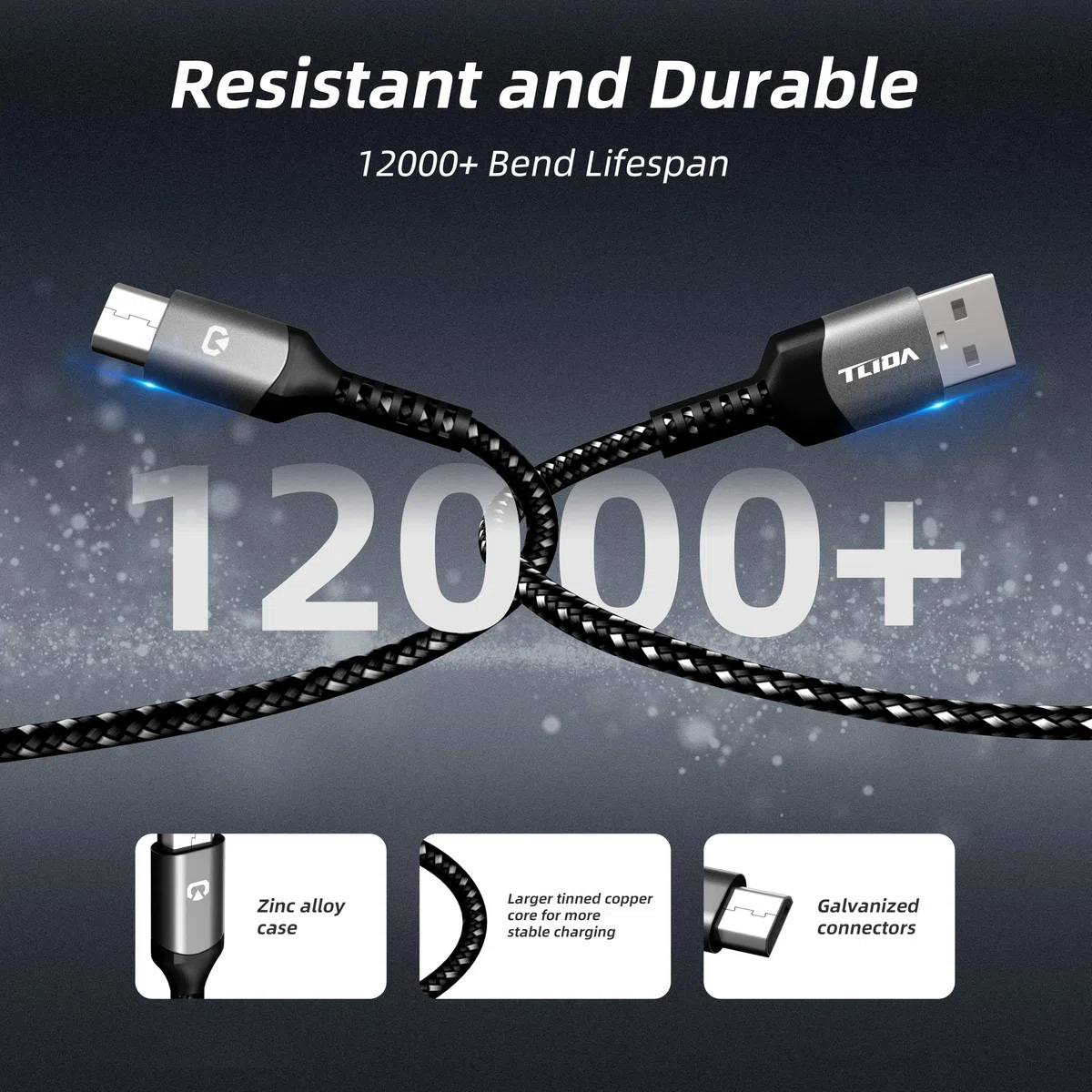 Kabel micro USB, szybkie ładowanie i synchronizacja ładowarka z systemem Android, plecione nylonowe kable micro USB kompatybilne z GalaxyS7S6J7 Edge Note 5, Sony, Kindle, MP3, urządzeniami z