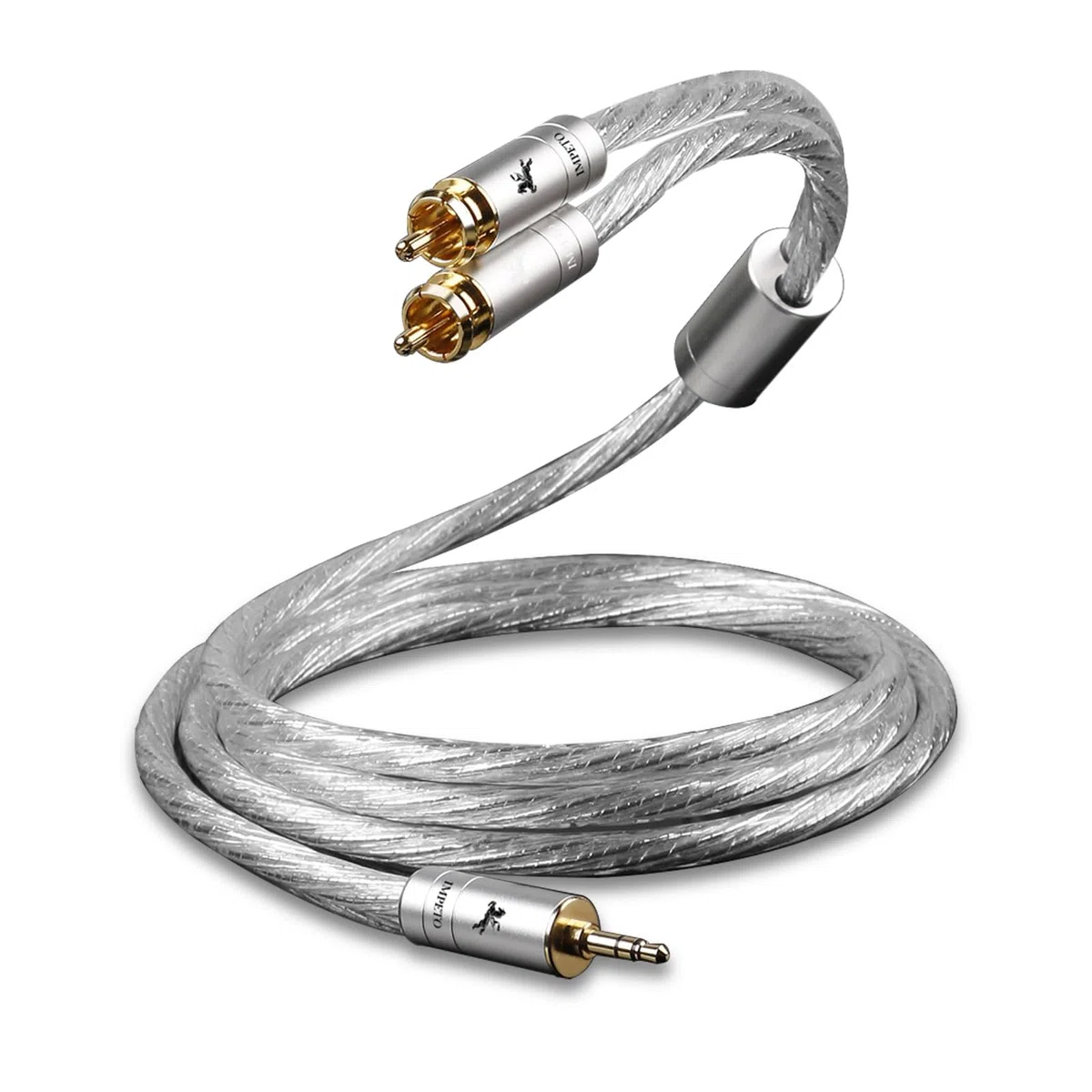 Impeto Kabel audio Hi-End 3,5 mm jack na cinch, S-OCC 3,5 mm na 2 RCA cinch, stereo kabel audio Y do telewizora, komputera, telefonu komórkowego, odtwarzacza MP3, głośnika, kina domowego, wzmacniacza