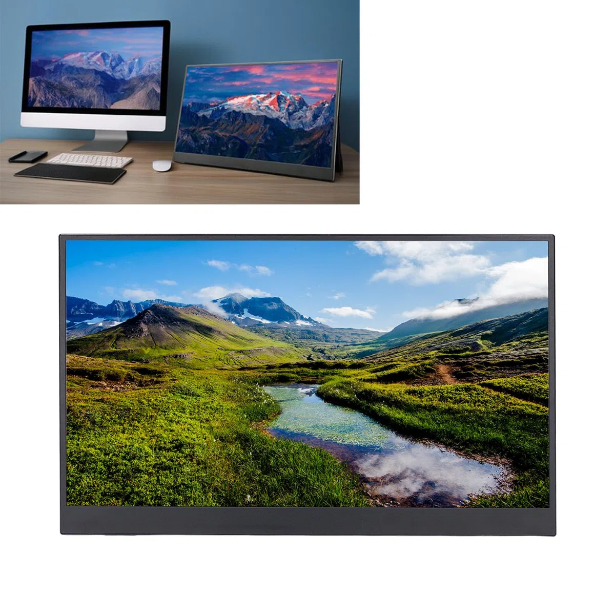 Jectse Wyświetlacz z Ekranem Dotykowym IPS o Przekątnej 15,6 Cala, Przenośny Monitor z Ekranem Dotykowym Full HD 1080P z cienką, lekką funkcją Plug and Play do Konsoli do Gier na