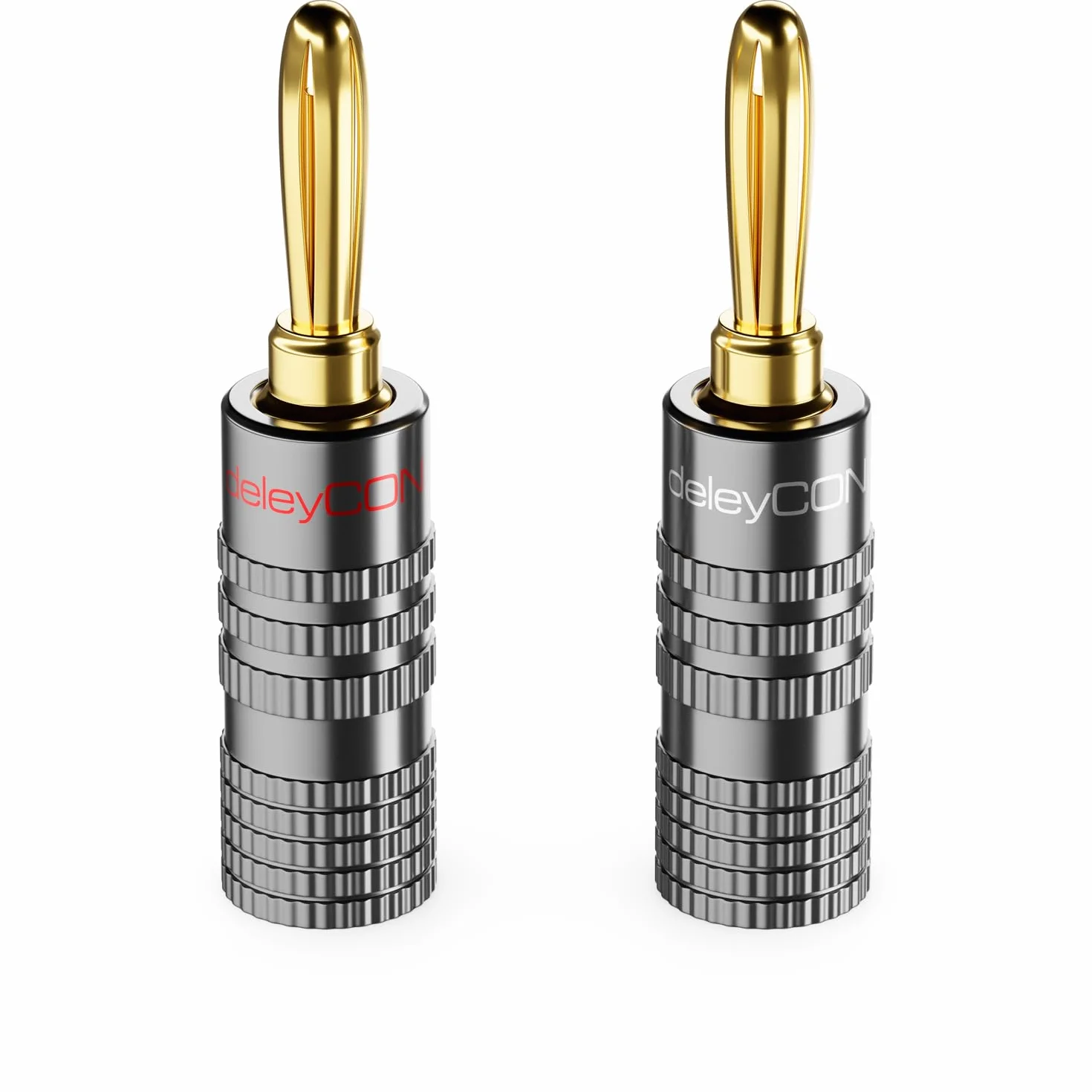 deleyCON 20 Sztuk Wtyki Bananowe Zestaw - Pozłacane Przykręcane za Kabel Głośnikowy 0,75 mm - 4,5 mm & np. HiFi Audio Kino Domowe Amplituner - Szary