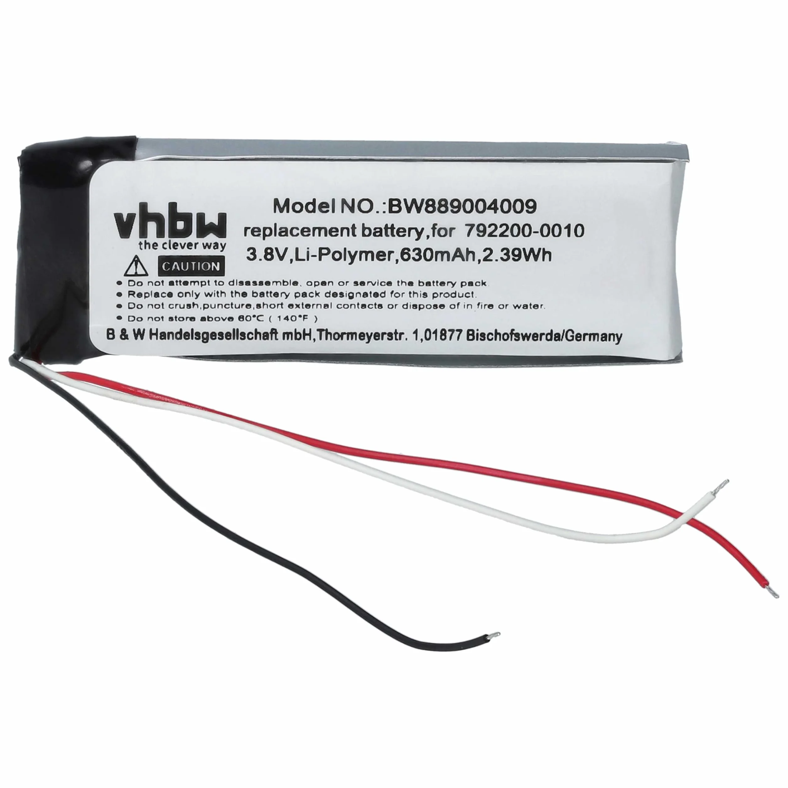 vhbw 1 x bateria do bezprzewodowych słuchawek dousznych Bose 792200-0010 (630 mAh, 3,8 V, Li-ion)