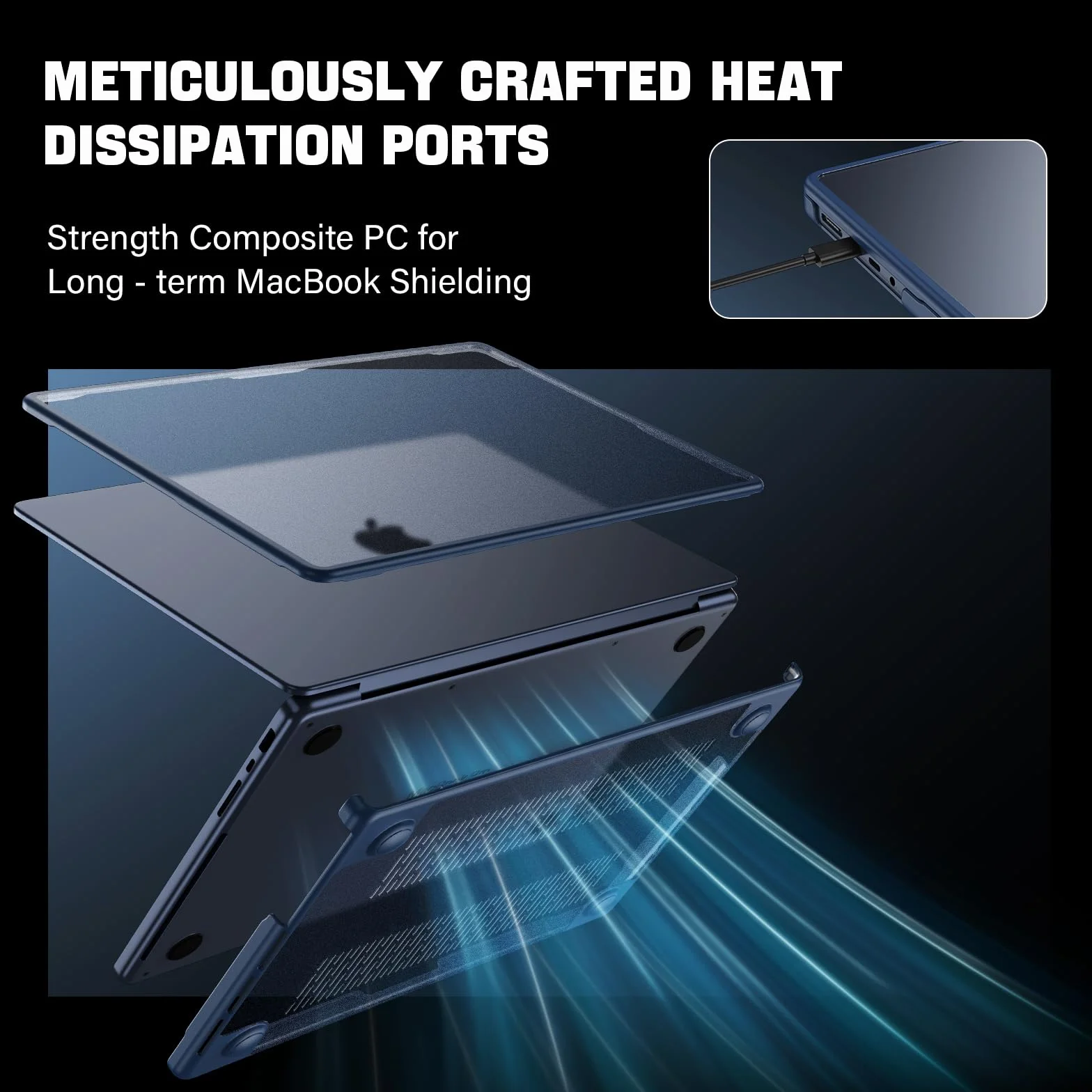 Etui do MacBook Air 13,6 cala M4 M3 M2 2025-2022, model A3240 A3113 A2681, [etui zapobiegające pozostawianiu odcisków palców z odporną na pęknięcia krawędzią z tworzywa TPU], twarde etui
