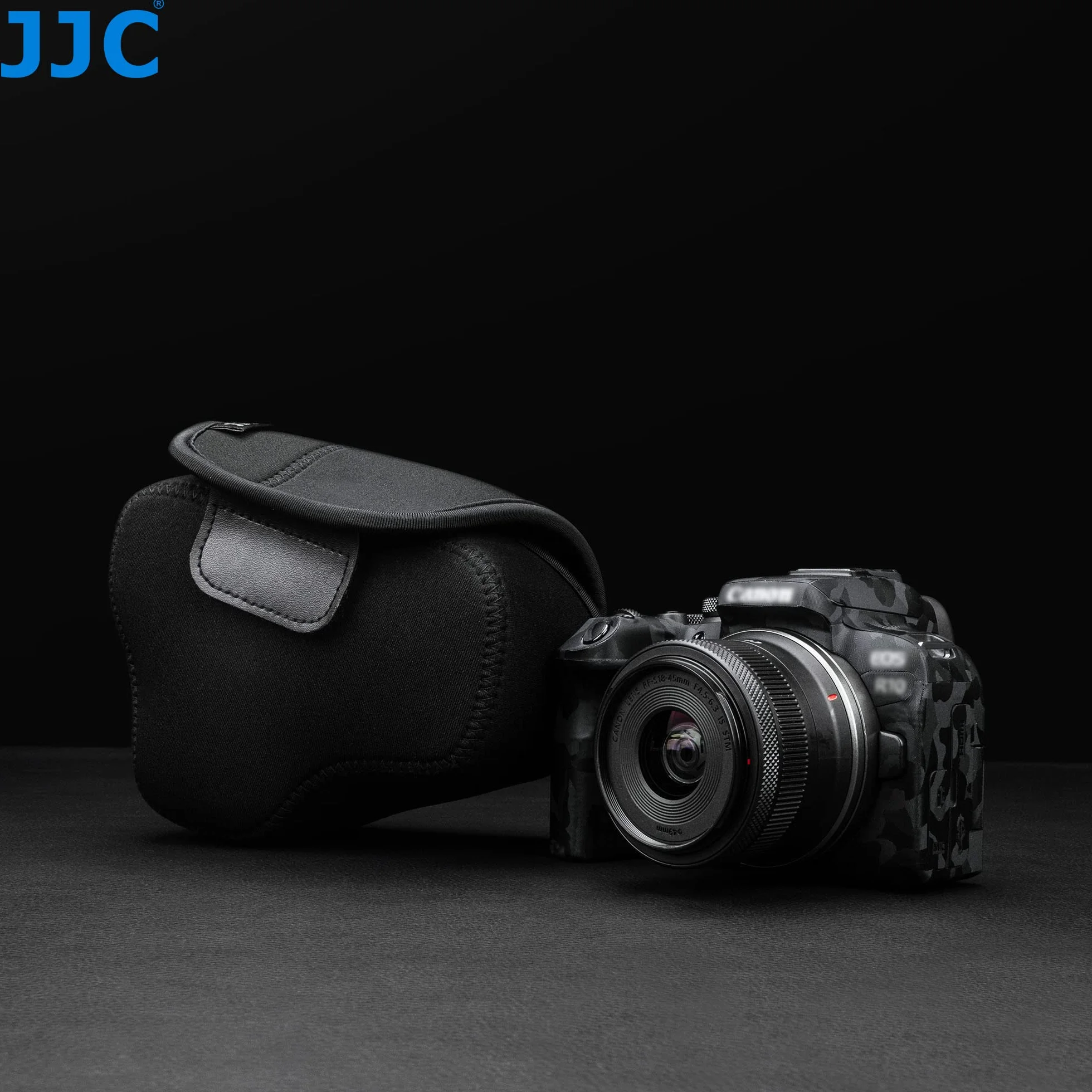 JJC Neoprenowe Etui Na Aparat Canon EOS R7 i R10 z RF-S 18-45 mm f/4,5-6,3 Obiektywem STM, Pasuje Do Kompaktowych Aparatów o Rozmiarze 130x75x100 mm (5,1 x 2,9 x 3,9), Czarne