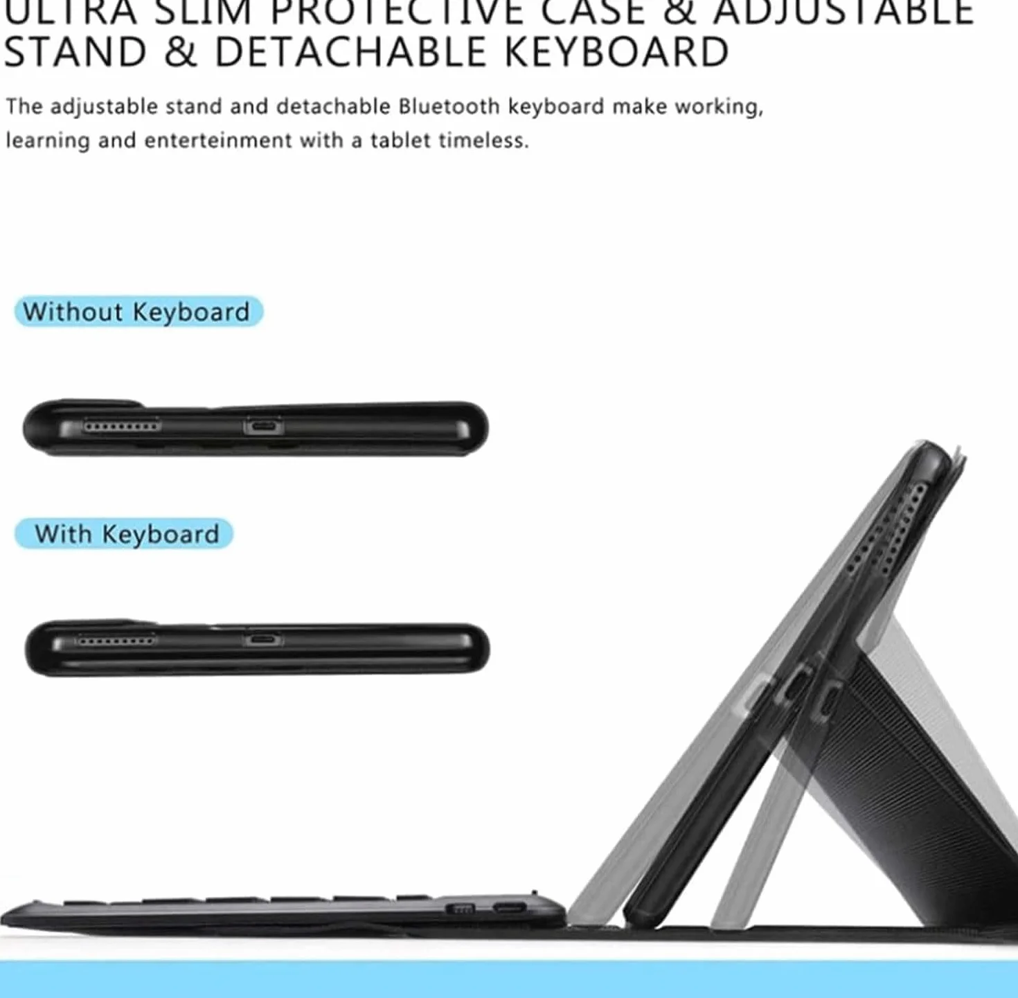 Keyboard Case for Lenovo Tab M11 11-calowy model 2024 (TB330FU/TB330XU) z myszką, odłączaną bezprzewodową klawiaturą Bluetooth, ultracienkie etui,Black