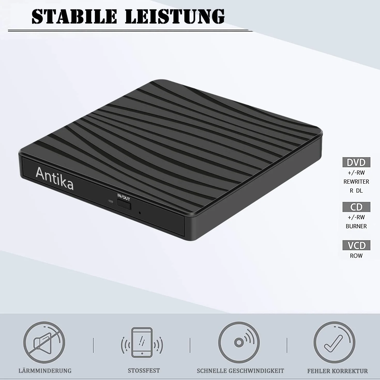 Zewnętrzna Nagrywarka DVD/CD USB 3.0 Przenośny Czytnik Kart Ultra Slim Kompatybilny z Mac/OS/Linux/Windows