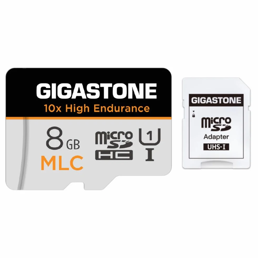 [10 x High Endurance] GIGASTONE MLC 8 GB Industrial MicroSDXC karta z adapterem, nagrywanie wideo 85/15 MB/s 4K do Security Cam, Dash Cam, U3 V30 C10 [5-letnie bezpłatne odzyskiwanie danych]