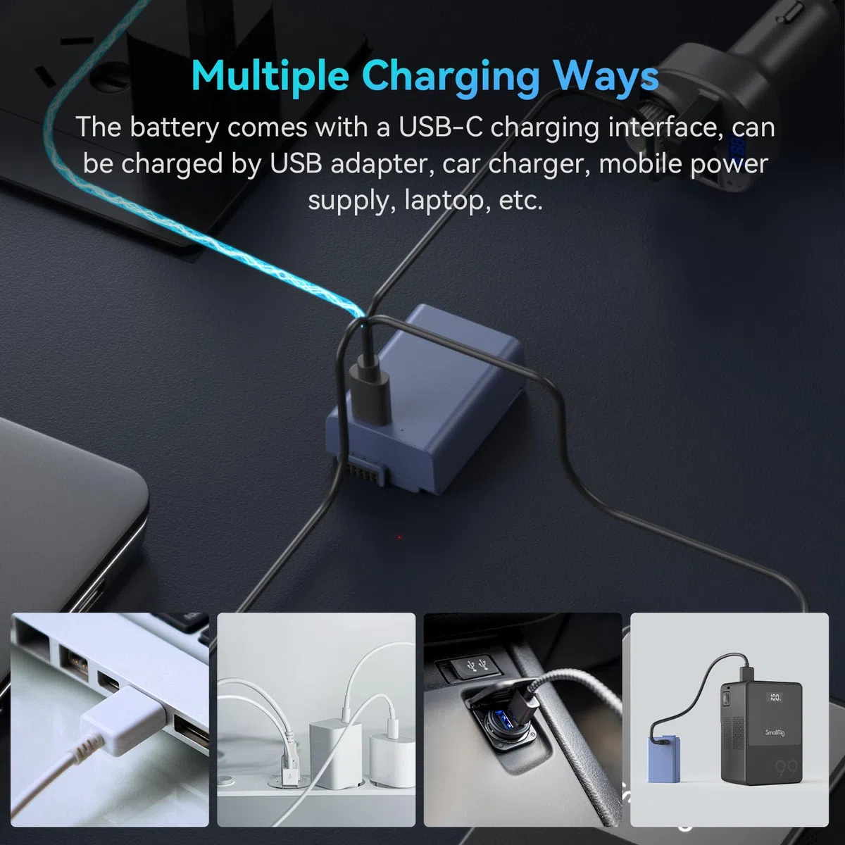 SMALLRIG EN-EL25 Battery 1250mAh Akumulator Aparatu dla Nikon Z30 / Z50 / Zfc, USB-C 1,75H Szybkie ładowanie Akumulator Aparatu dla Nikon Z30, Z50, Zfc, Pasuje dla Nikon Charger MH-32-4333