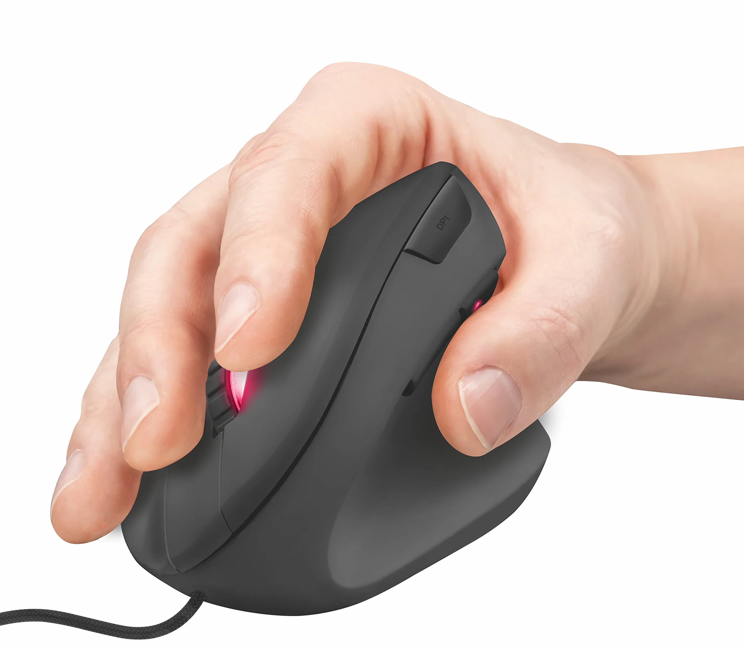 Trust Gaming GXT 144 Rexx Myszka Gamingowa, Ergonomiczna Mysz Pionowa dla Graczy, 250-10000 DPI, Podświetlenie LED, 6 Programowalnych Przycisków, Zaawansowane Oprogramowanie, Komputer, Laptop, PC