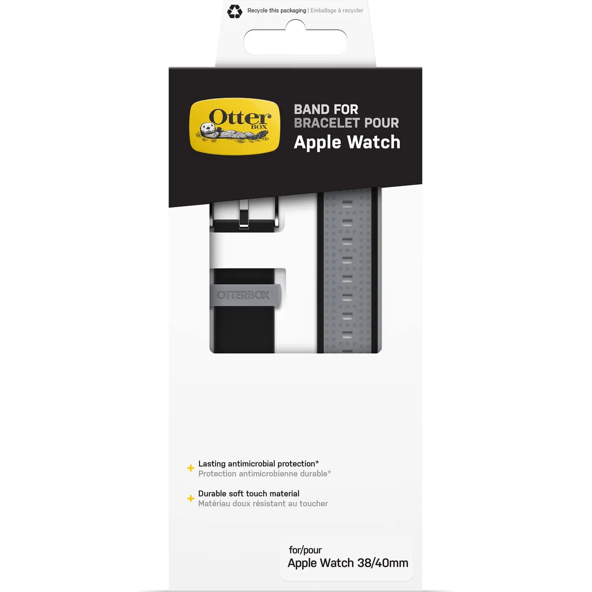 OtterBox Całodzienny pasek do zegarka Apple Watch 40/41/42mm, wytrzymały, miękki w dotyku silikonowy pasek do zegarka Apple Watch, Autobahn Black