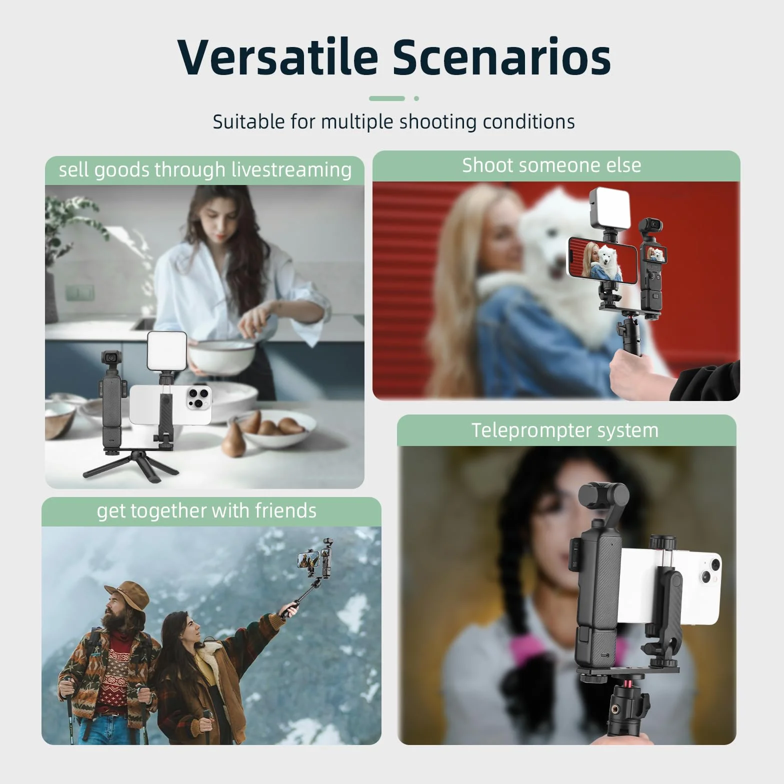 BRDRC Uchwyt na telefon Pocket 3 i klips ze śrubą 1/4 cala i zimną stopką do DJI Osmo Pocket 3 Creator Combo akcesoria