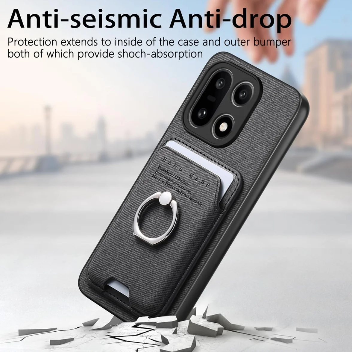 MOJIA Etui na OnePlus 15, zdejmowane etui z uchwytem na karty magnetyczne, smukła konstrukcja z funkcją stojaka, czarny