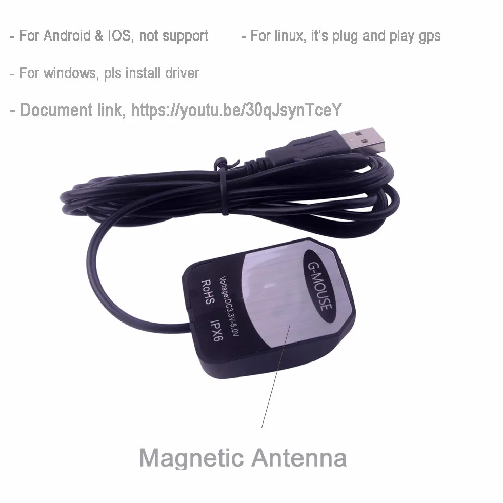 DIYmalls VK-162 G-Mouse USB GPS Dongle Antena odbiornika M8 Chip z lampą błyskową 9600bps 1Hz NEMA-0183 do systemu Linux Window Google Earth