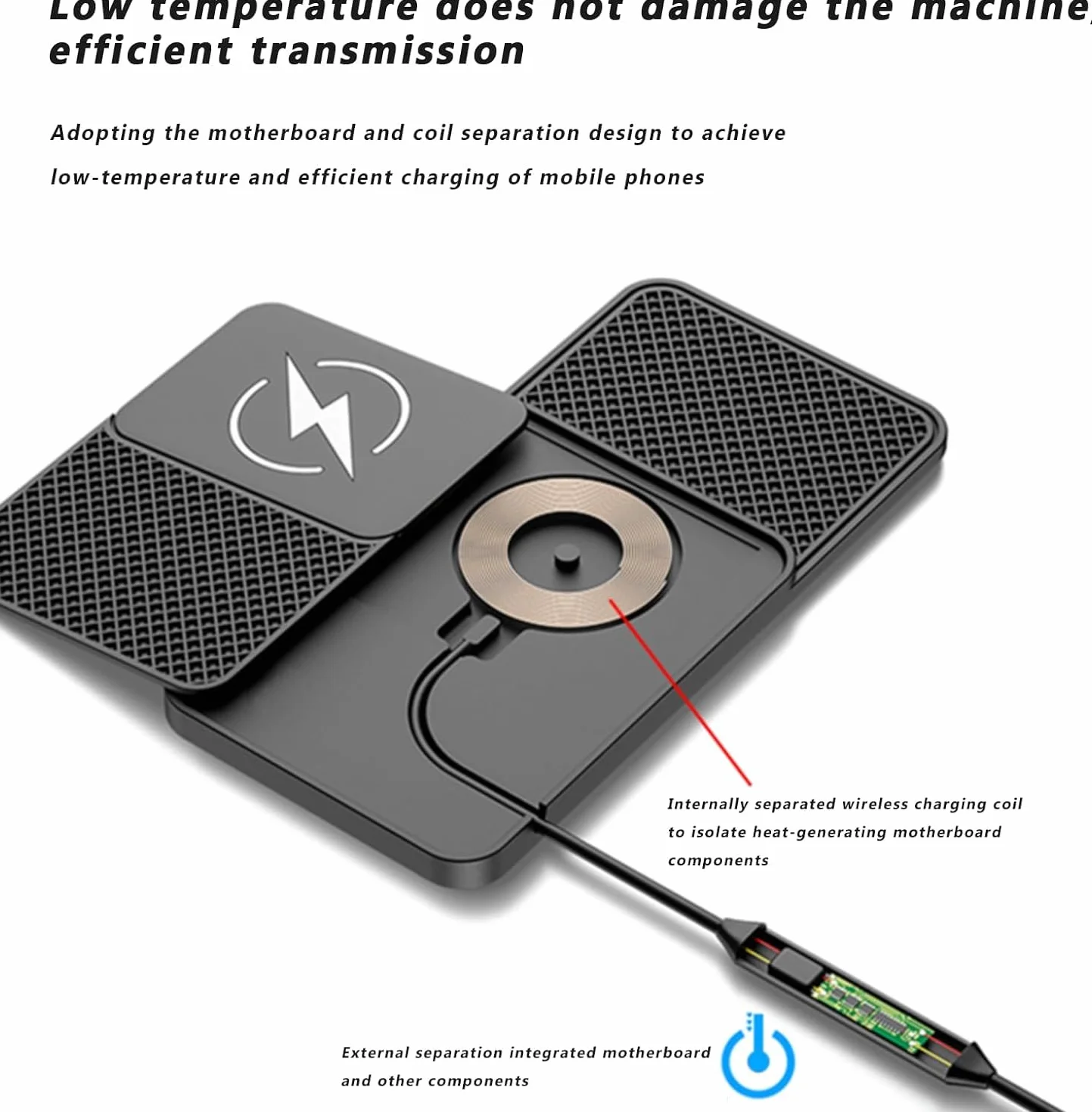 Bezprzewodowa mata do ładowania samochodu do Mercedes Benz Mercedes-EQ EQB 250 300 350, 20 W szybka ładowarka, typ C/USB, ładowarka na deskę rozdzielczą antypoślizgowa mata do ładowania, do deski