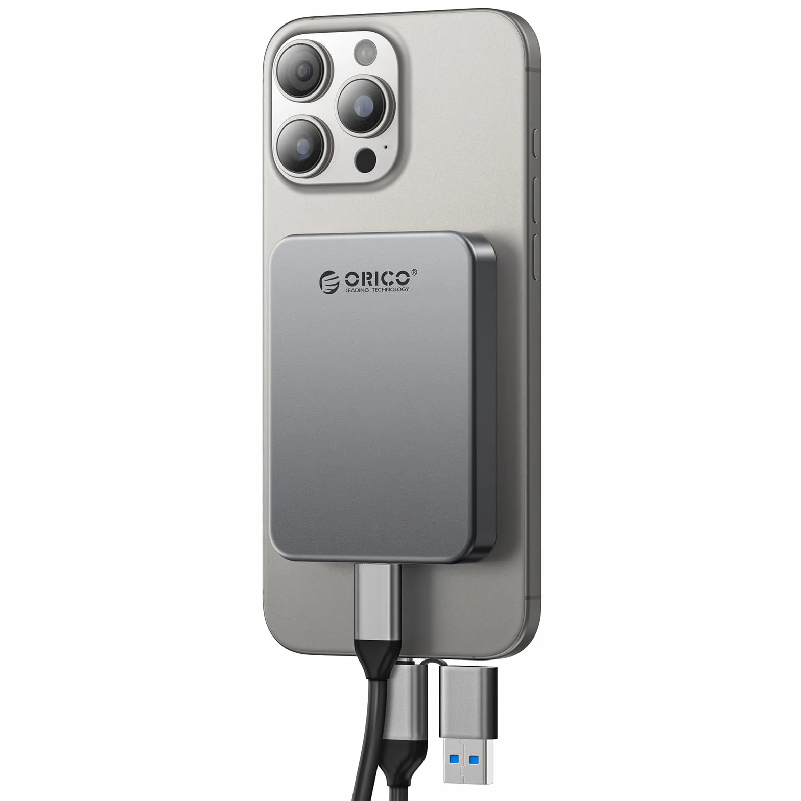 ORICO 256 GB Magneticzna przenośna SSD, nagrywanie i przechowywanie 4K 120 kl./s ProRes HDR, USB 3.0 do 460 MB/s, kabel USB C i A 2 w 1, zewnętrzny dysk SSD kompatybilny z iPhone 16/15 Pro Max