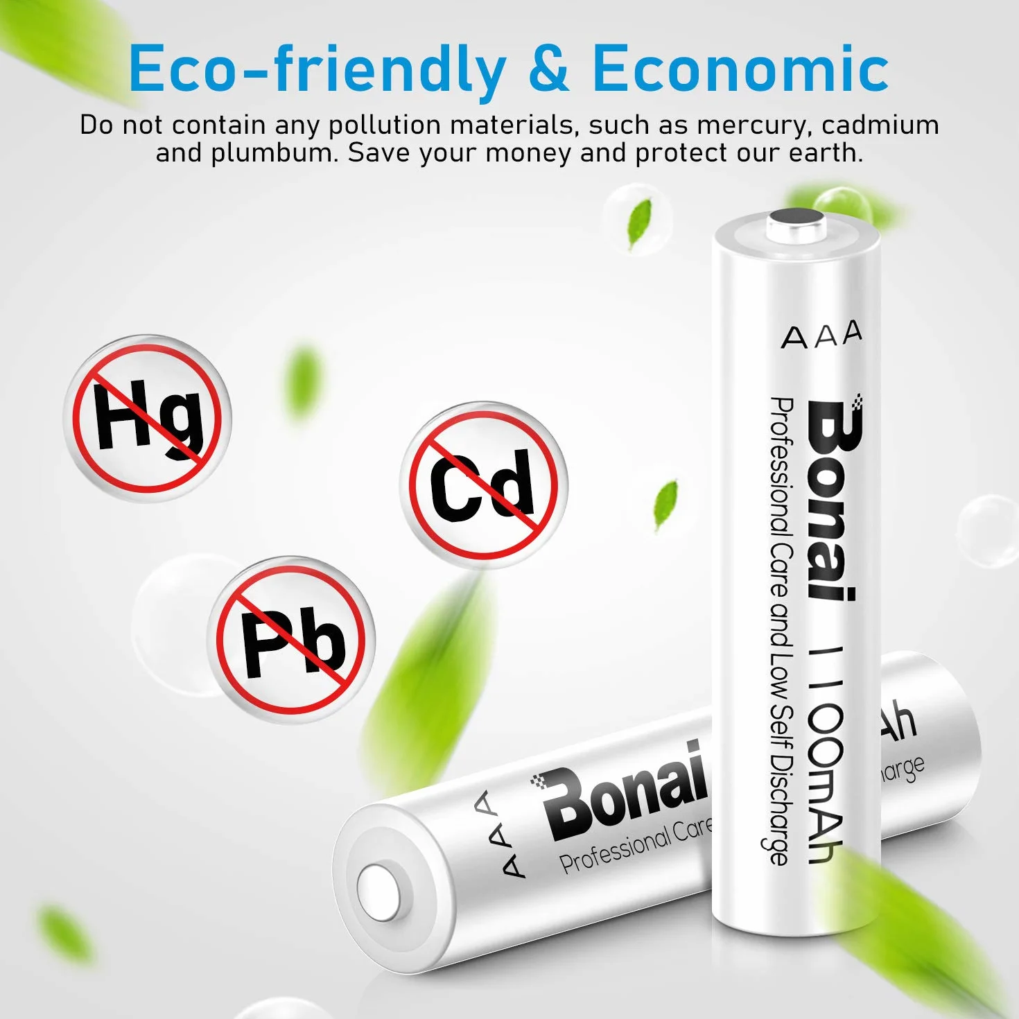 BONAI Ładowarka do akumulatorów 8 gniazd AAA AA Micro USB 2800 mAh 1100 mAh
