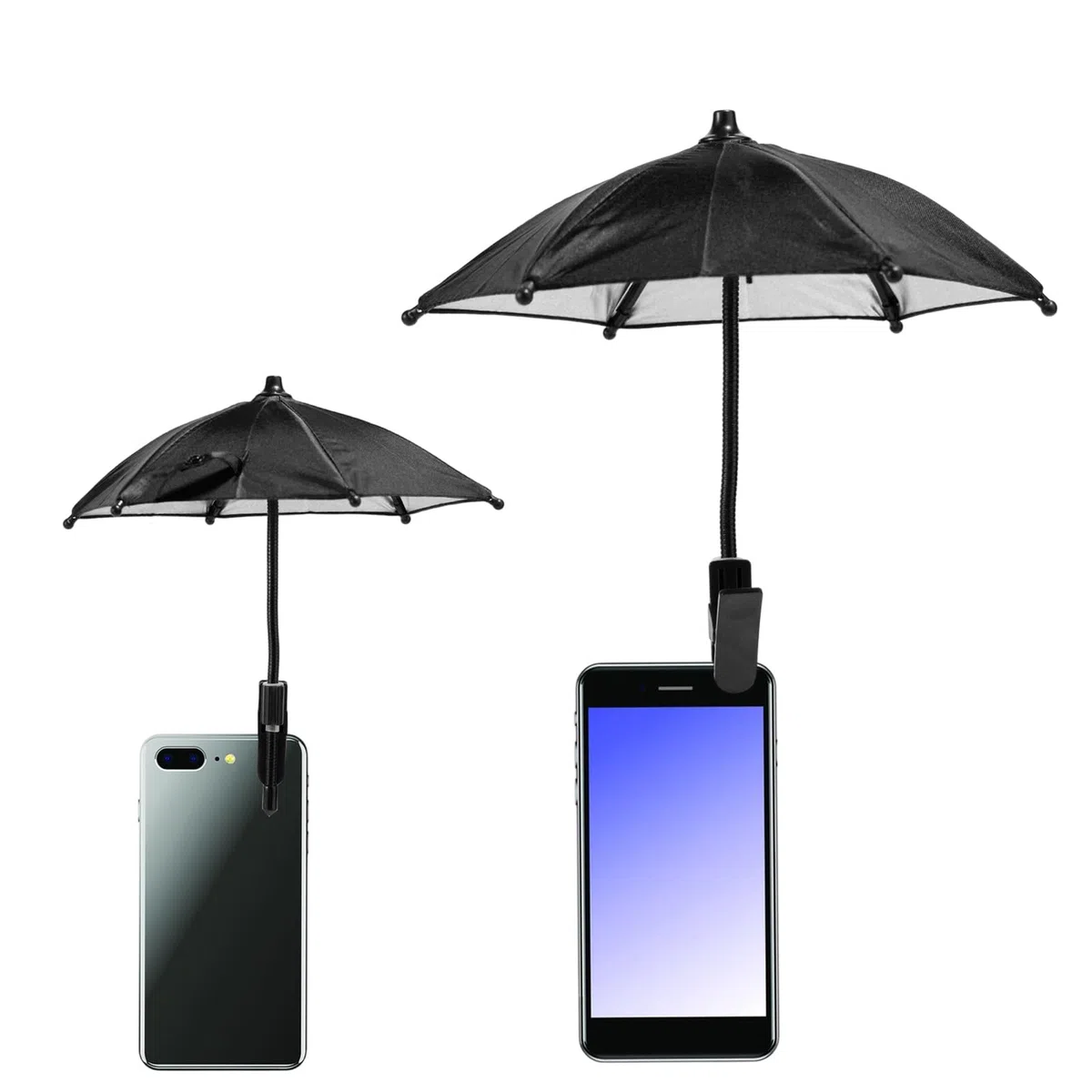 Parasolka Telefonu Komórkowego, Regulowana Osłona Przeciwsłoneczna Telefonu Komórkowego Praktyczna Osłona Przeciwsłoneczna Użytku Zewnątrz Odpowiednia do Wszystkich Smartfonów (Czarna)