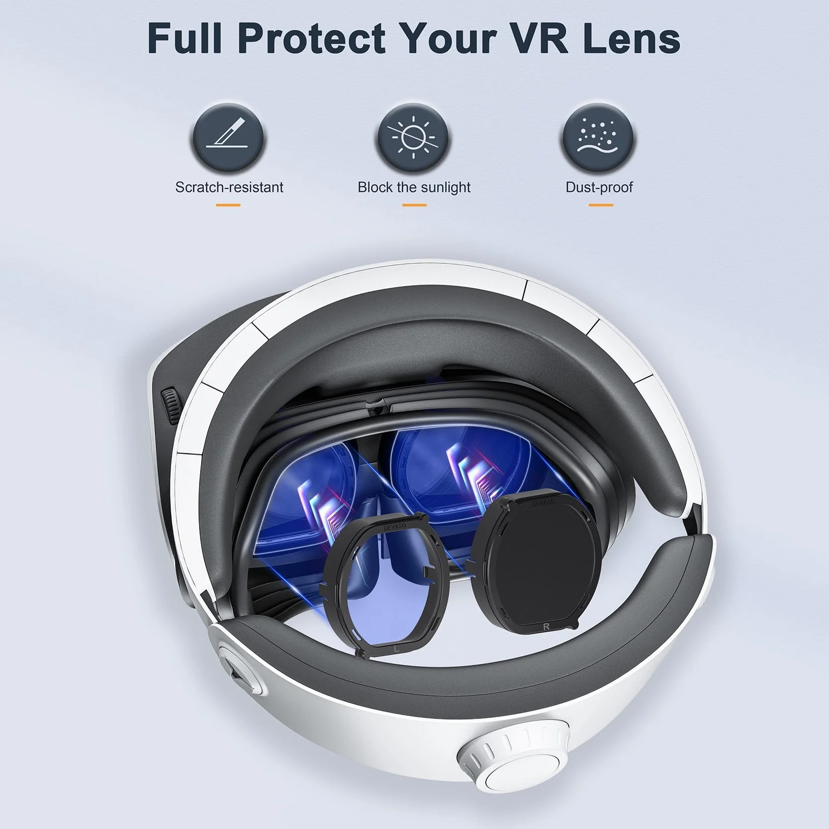 Evenden Okulary VR korekcyjne do PS VR2, krótkowzroczność, ochrona przed niebieskim światłem, szybki demontaż, ramka ochronna