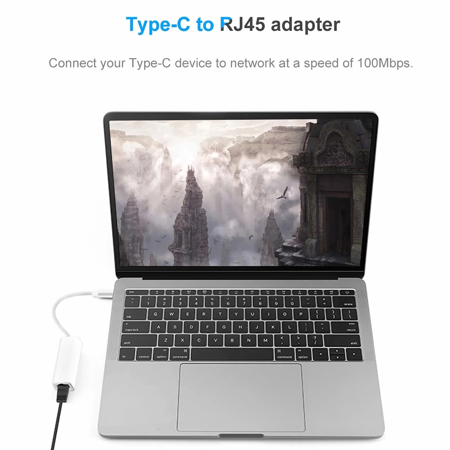 Konwerter Typu C na Rj45 Adapter Rj45 Typu C Biały Plastikowy Usb 3.1 Typ C na Rj45 100 Mb/S Ethernet Lan Adapter Sieciowy Konwerter do Laptopa Macbook Usb C