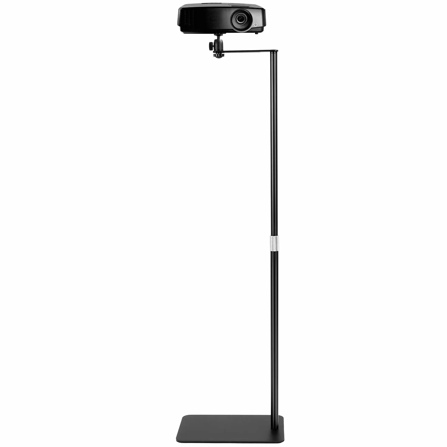 QWORK® Oszczędniający przestrzeń stojak na projektor w kształcie litery L z uniwersalnym gwintem 1/4 - obrotowy 360° - regulowany w wysokości 65-120 cm - antypoślizgowa podkładka - design z