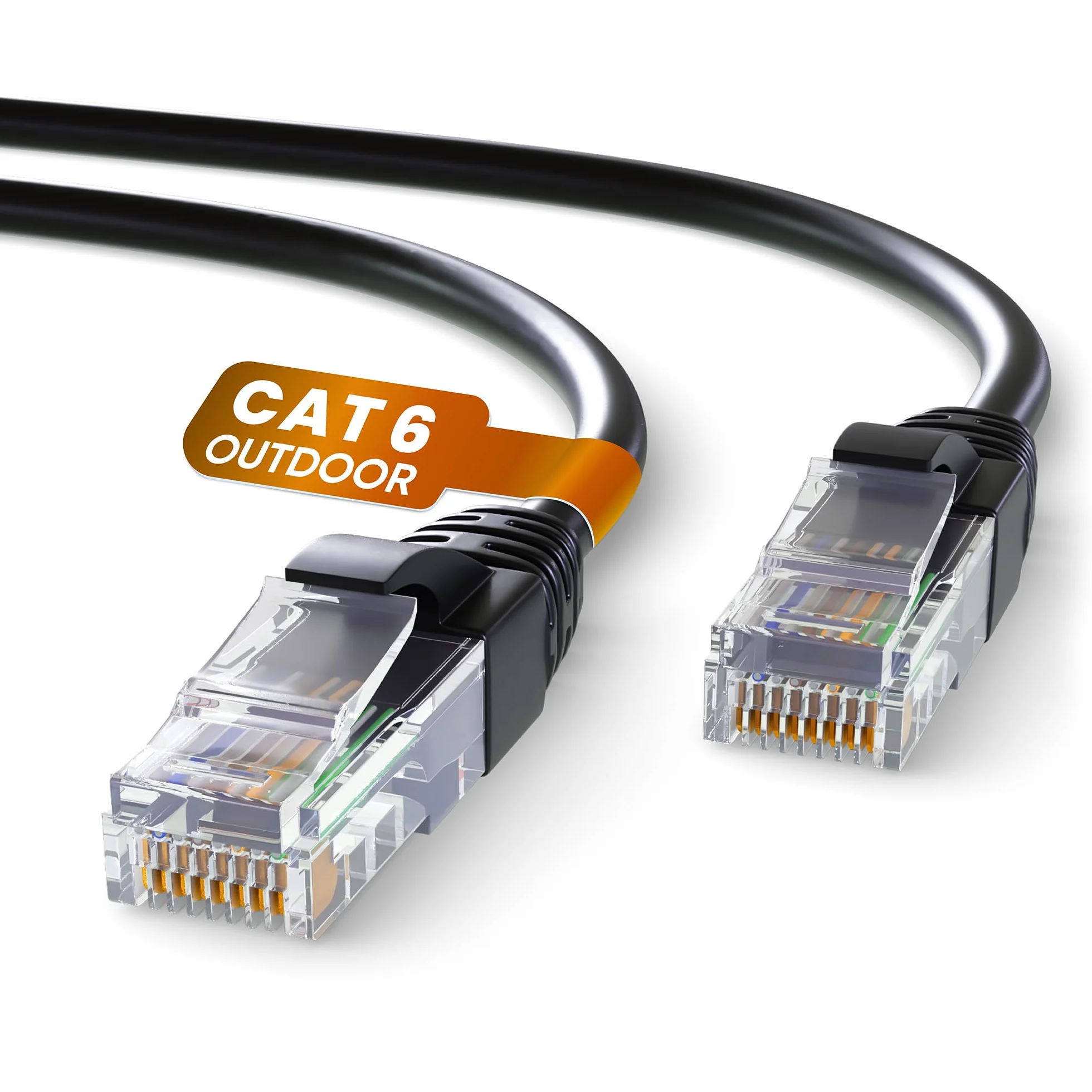 Mr. Tronic Zewnętrzny wodoodporny kabel Ethernet Cat 6 30 m, kabel sieciowy Ethernet o wysokiej prędkości LAN ze złączami RJ45, kabel internetowy Cat6, kabel krosowy ADSL AWG24, kabel UTP CCA (30 m,