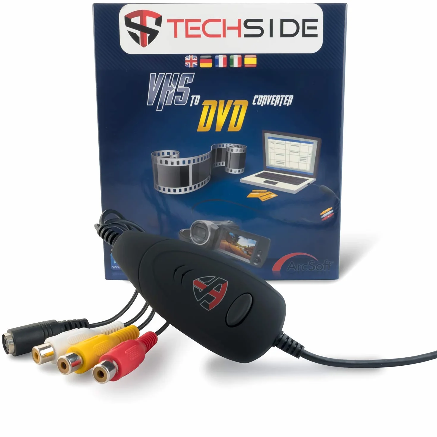 TechSide Video Grabber: konwerter VHS na cyfrowy USB 2.0 SCART RCA karta przechwytywania wideo MP4