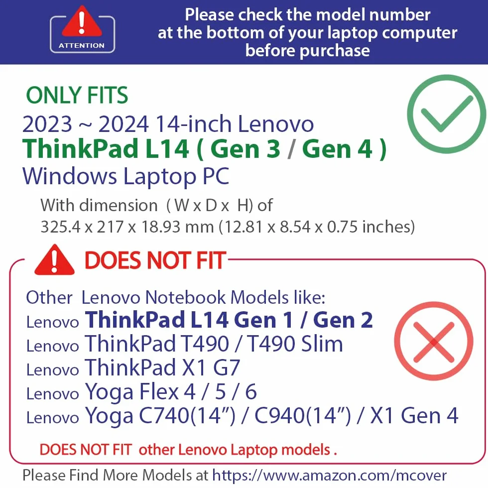 mCover Etui kompatybilne tylko z 35.6 cm Lenovo ThinkPad L14 Gen 3 2022-2024 | seria Gen 4 notebooków z systemem Windows (nie pasuje do ŻADNYCH innych modeli) - czarne