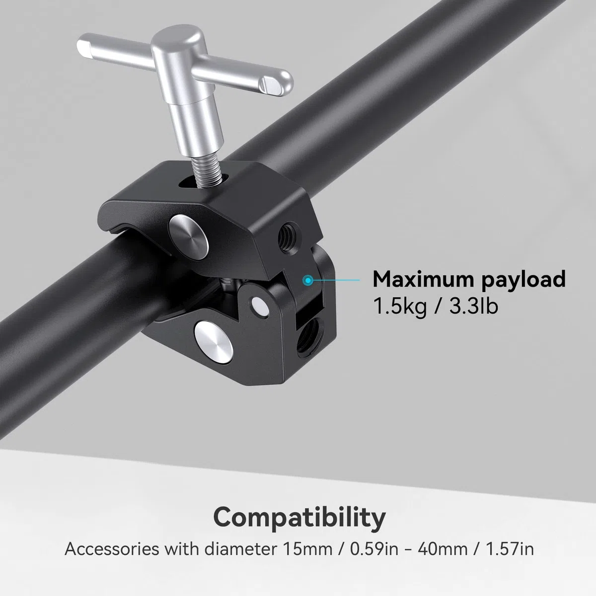 SMALLRIG Super Clamp Zacisk do statywu z gwintem 1/4"-20 i 3/8"-16, uniwersalny mechanizm montażowy Superclamp ((aluminium) do zestawu DSLR - 735