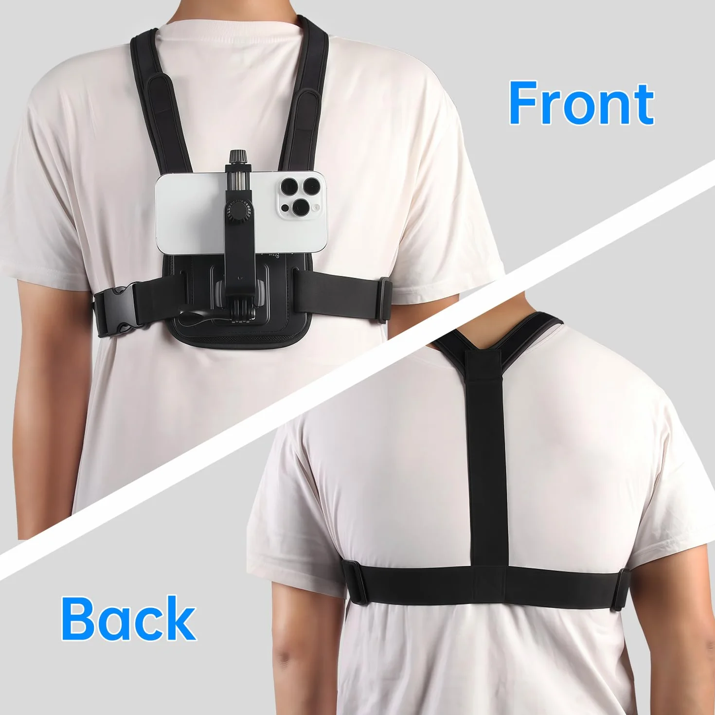 Suptig Uchwyt na pasek na klatkę piersiową do telefonu kompatybilny z iPhone, Samsung, Gopro, DJI Action