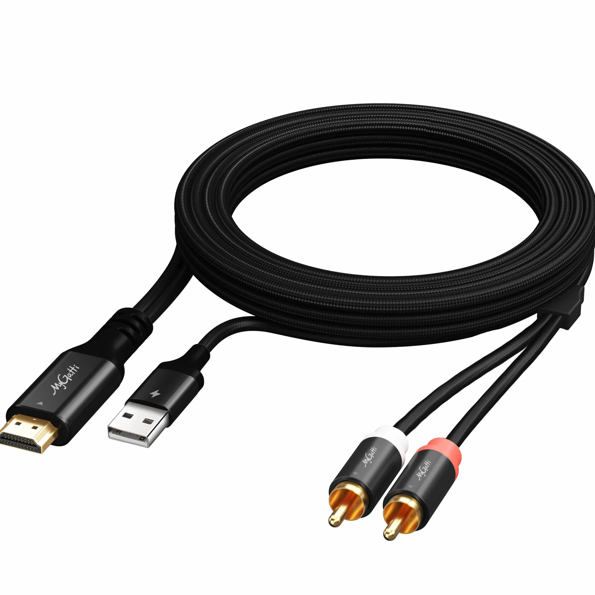 192 kHz jednokierunkowy kabel konwertera audio 3 m, HDMI ARC/eARC na 2RCA, zasilany przez USB, ekstraktor stereo L/R do TV do kina domowego, wzmacniacz systemowy / stare głośniki, soundbar