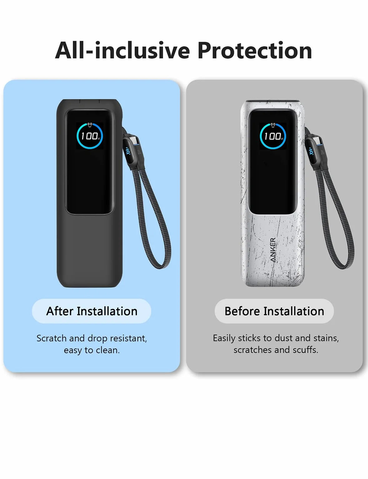 Silikonowe etui ochronne do laptopa Anker Power Bank 165 W (25000 mAh) - odporne na wstrząsy, odporne na zarysowania, antypoślizgowa konstrukcja, zmywalne, wygodne do trzymania, czarne