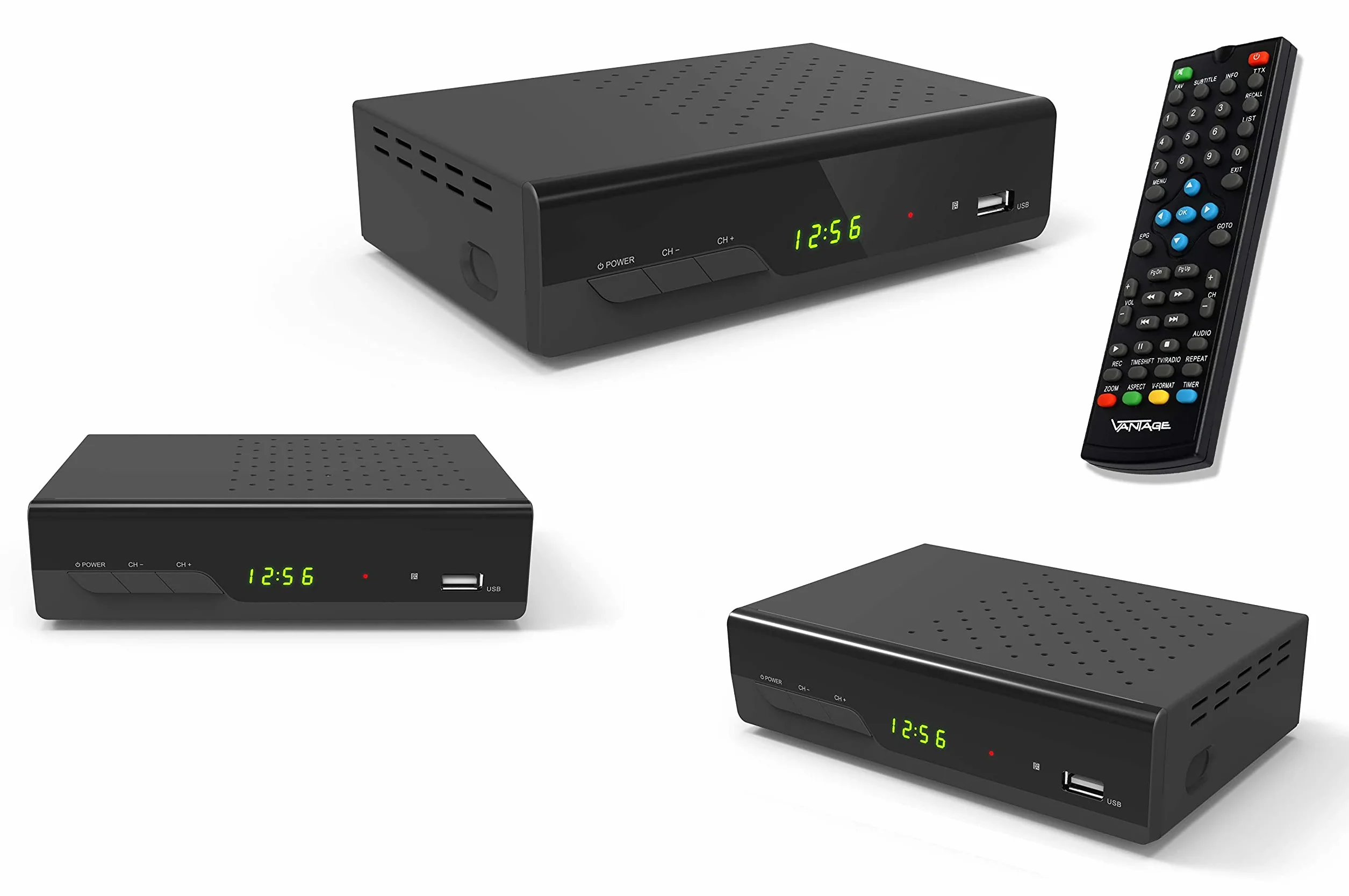 Vantage VT-92 T-HD Odbiornik DVB T2 HEVC HDMI USB SCART Czarny