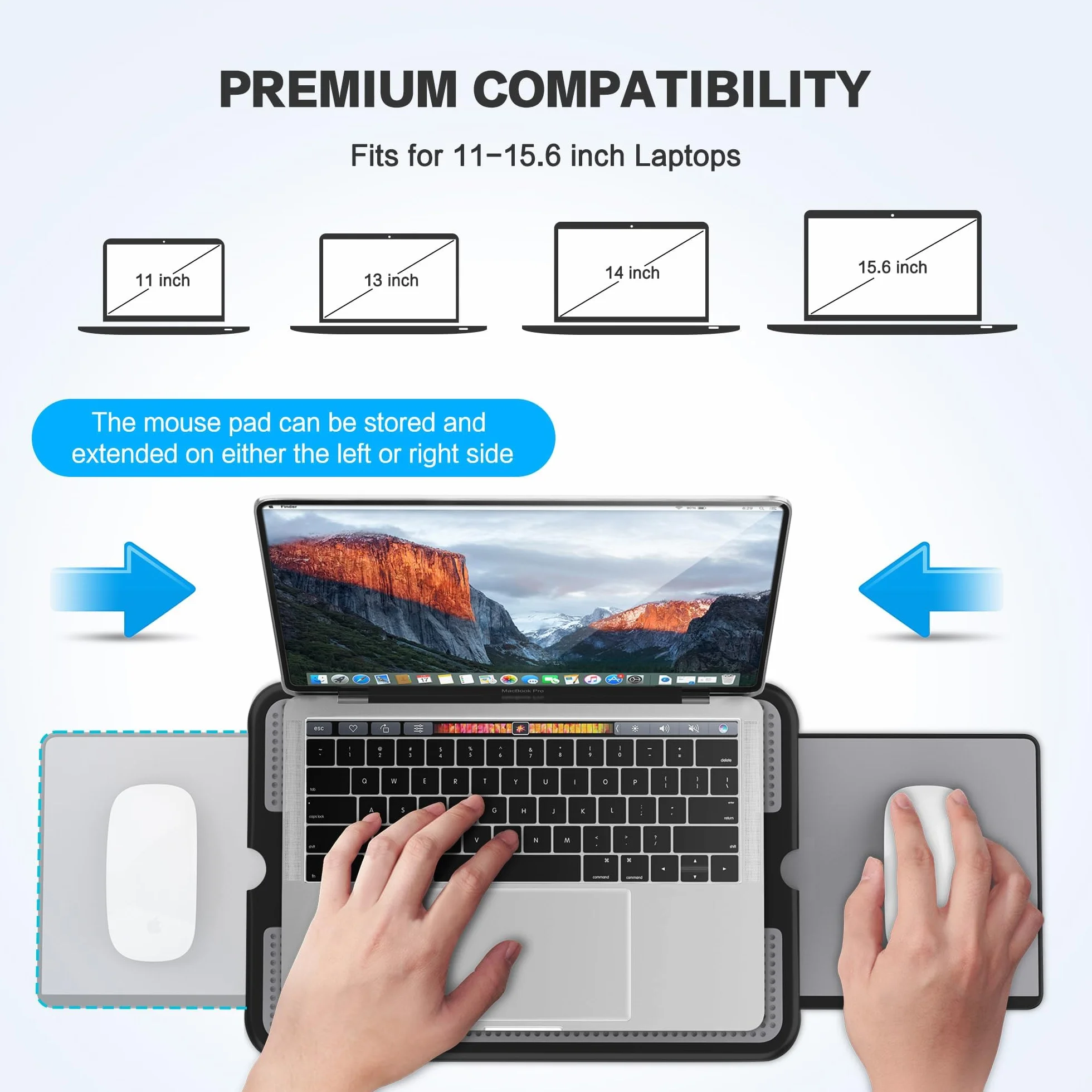 AboveTEK Przenośny stojak na laptopa z podkładką pod mysz - idealny do użytku w domu, biurze i na zewnątrz - szary