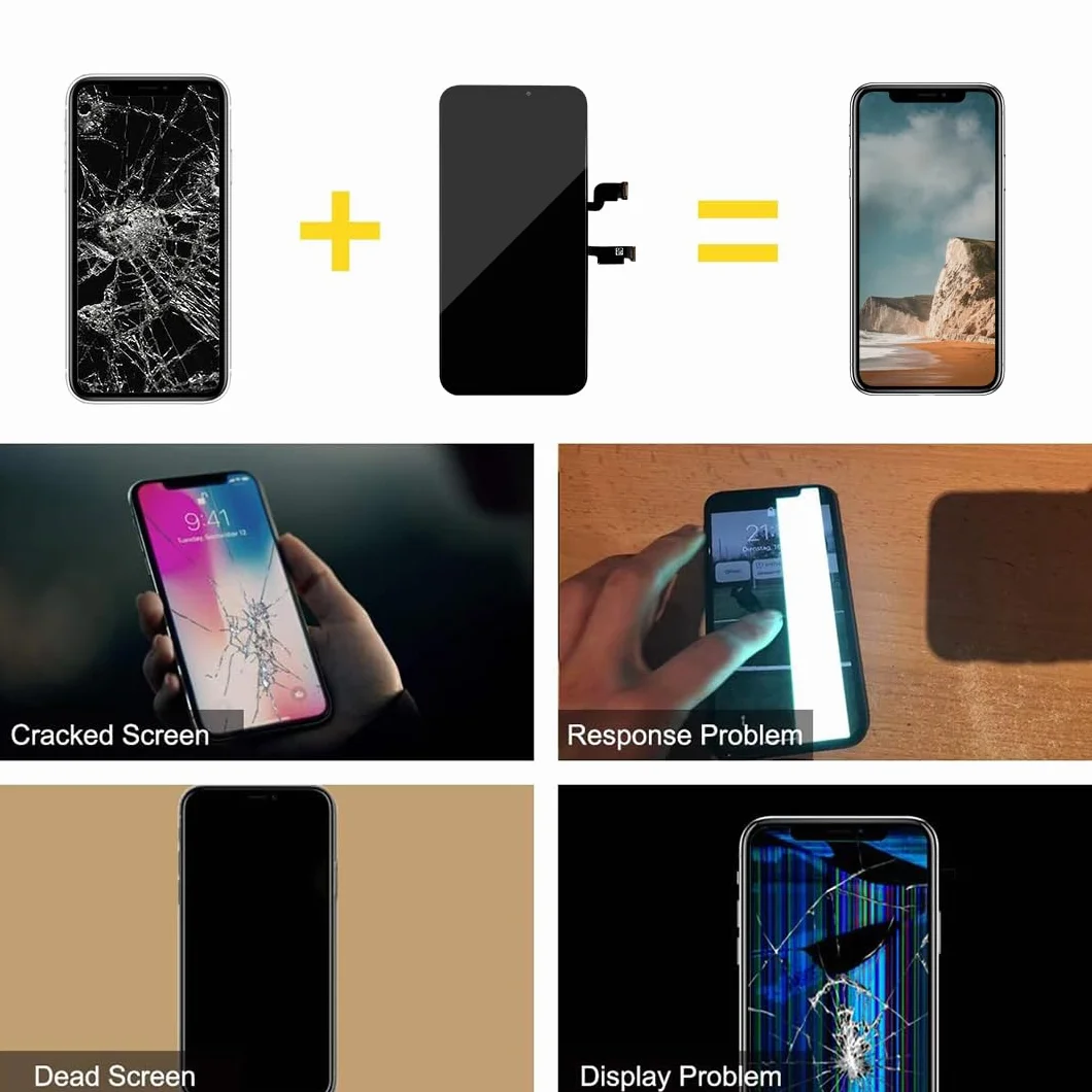 bokman Ekran dotykowy do iPhone XS Max, wyświetlacz i zamiennik ekranu dotykowego FHD (Face ID, programowalny True Tone (6,5")